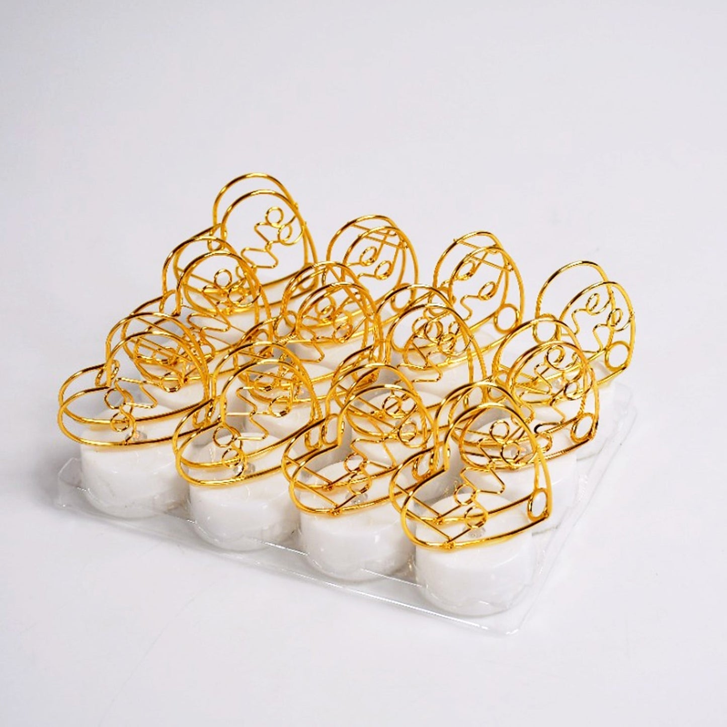 Set of 12 Multicolor Flameless Heart Candles for Decoration