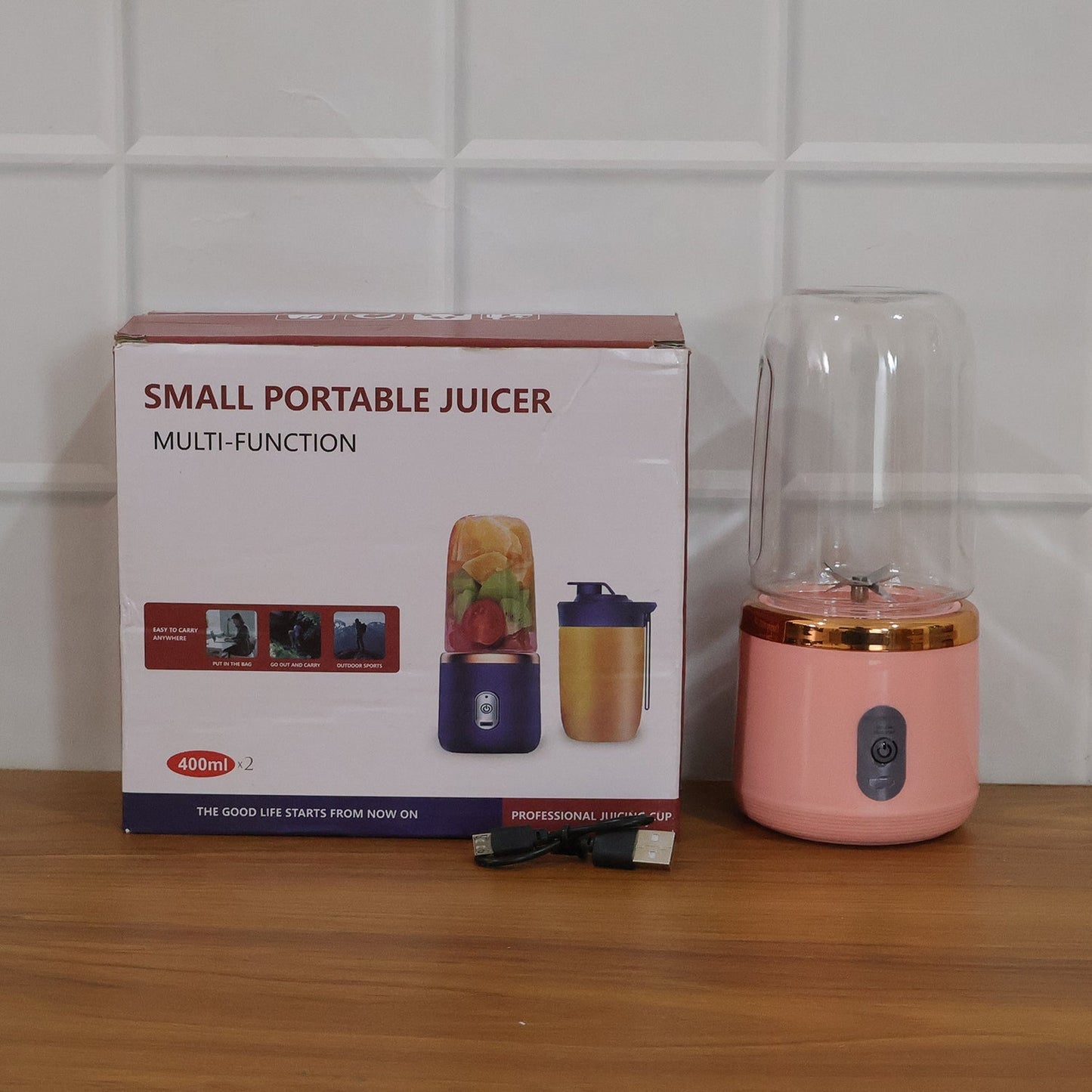 Rechargeable Portable Mini Juicer Blender Bottle Without Cup (1 Pc, 400 ML)