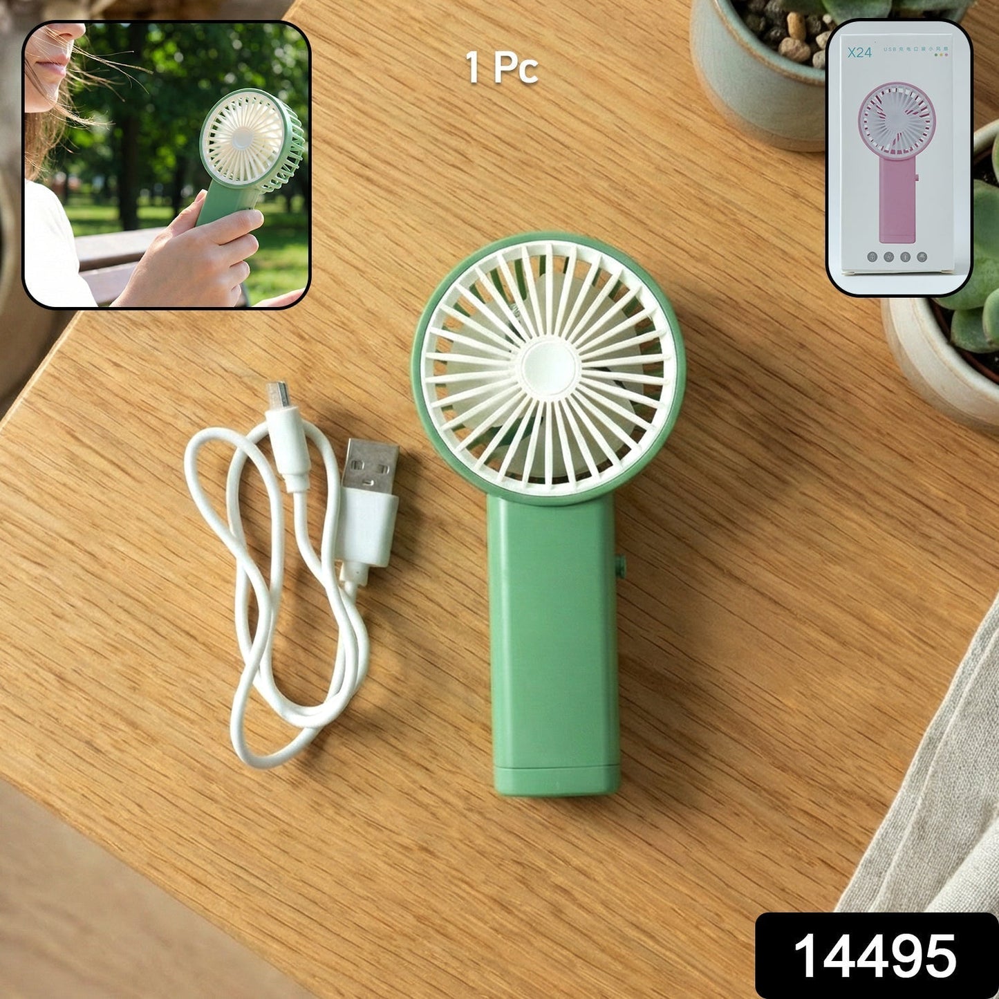 Portable USB Rechargeable Handheld Mini Fan (1 Pc)