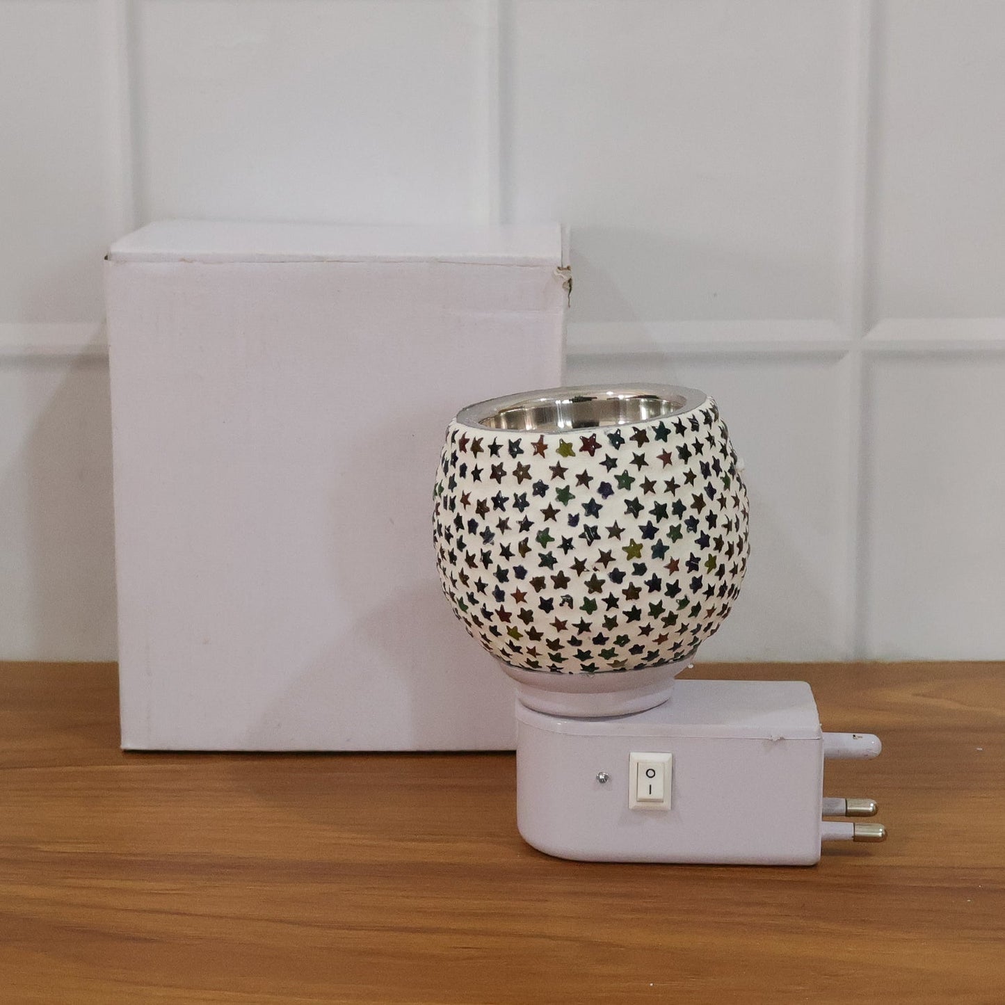 Decorative Star Pattern Mosaic Glass Plug-In Night Lamp (1 Pc)