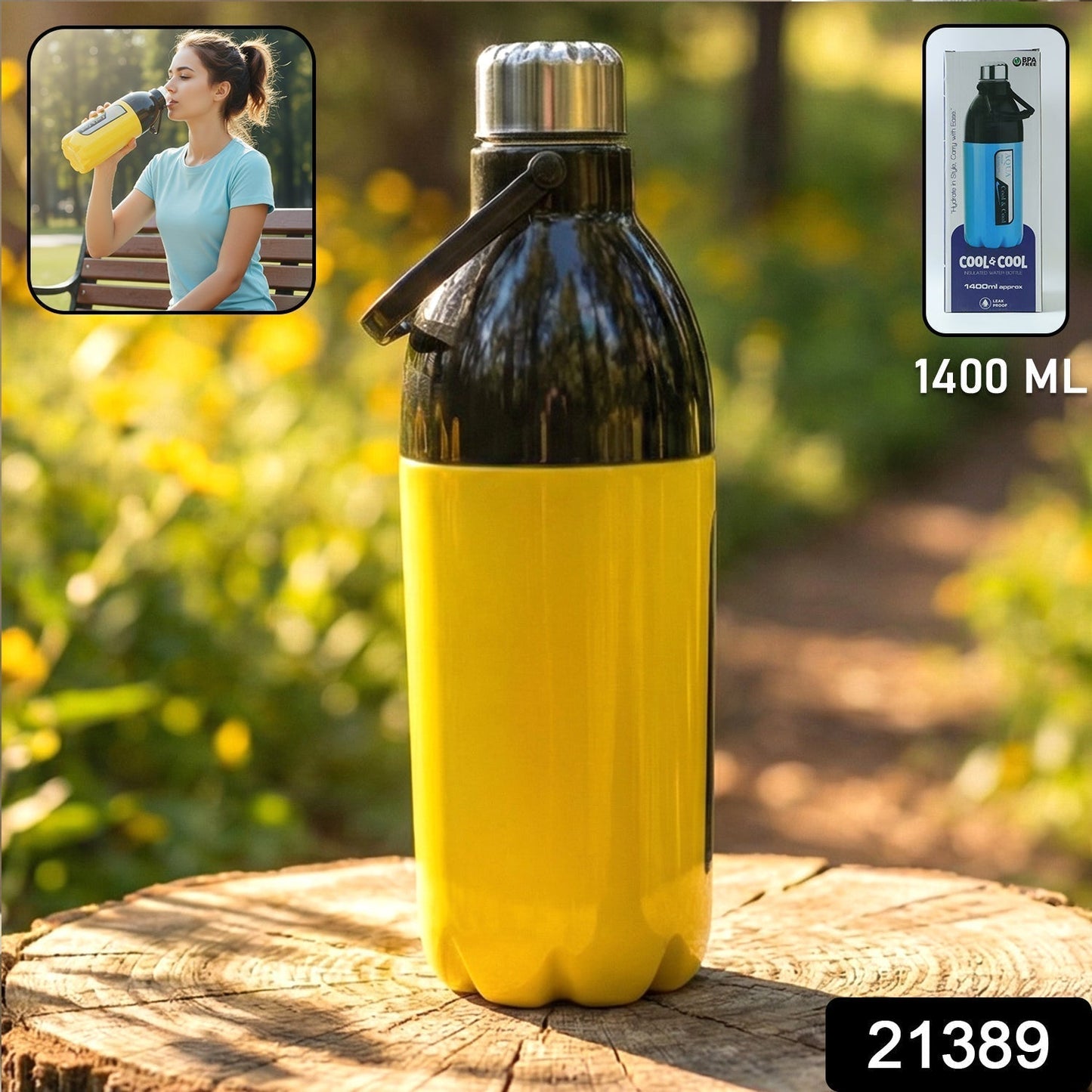 Large Capacity Leakproof Water Bottle (1 Pc, 1400ML Approx)