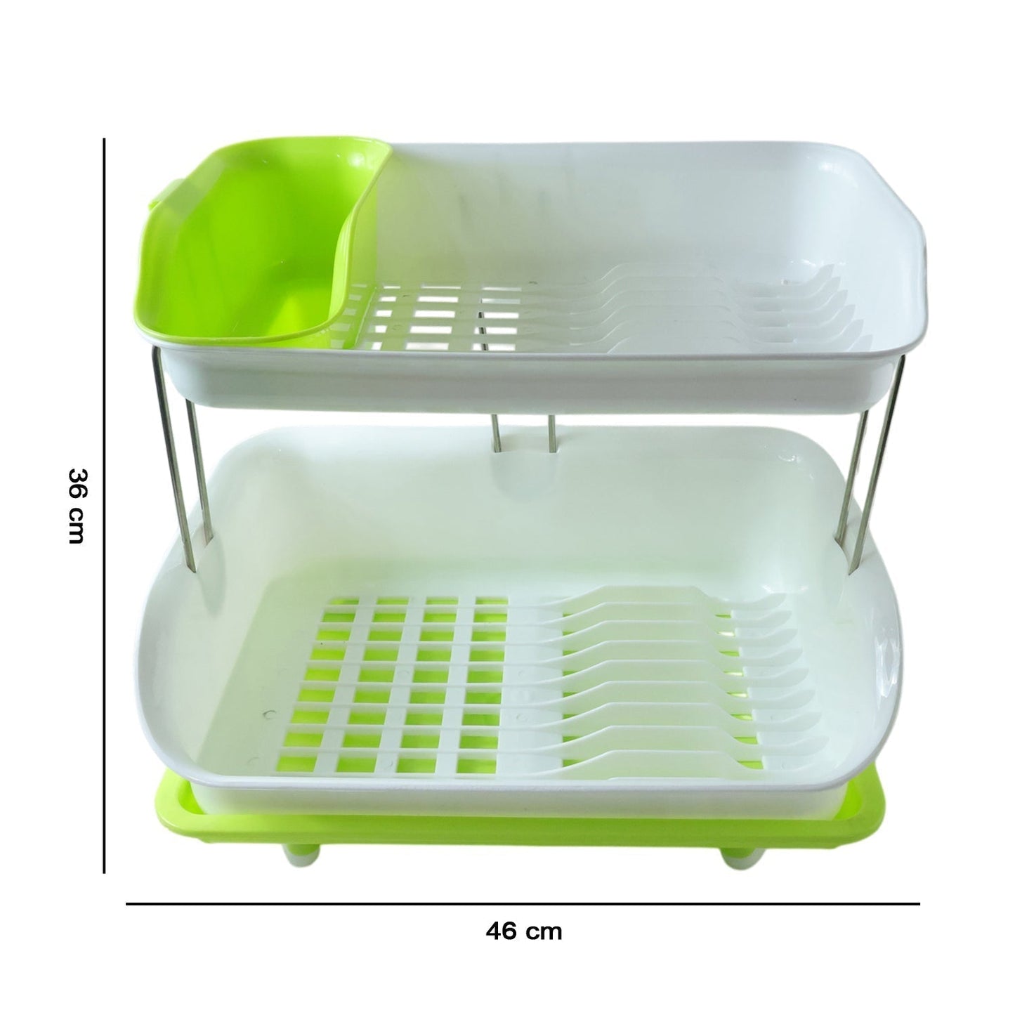 Prexo 2 Layer Kitchen Dish Drying Rack with Drain Tray (1 Set)