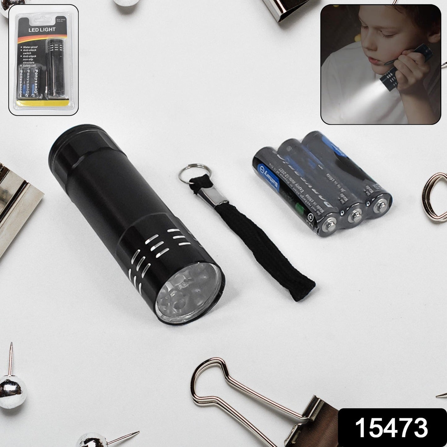 Portable Mini Torch - Super-Bright LED Flashlight with 3AAA Batteries Included