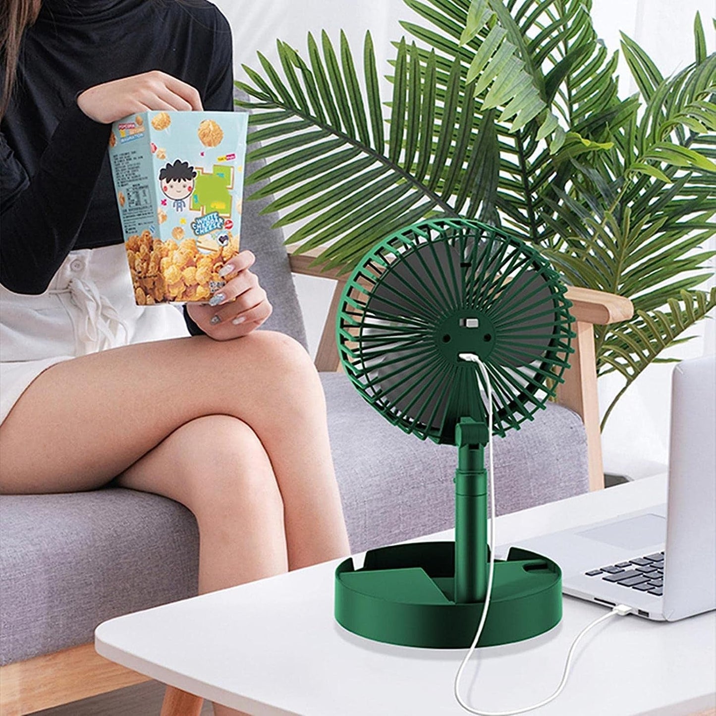 Adjustable Portable Desktop Fan - Telescopic Silent Personal Cooling for Office & Travel (Battery Not Include)