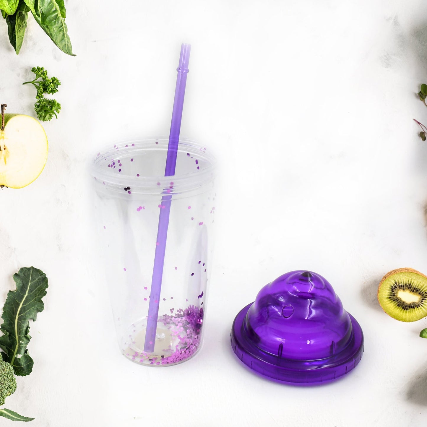 High Quality Plastic Creative Cold Drink Cup / Tumble, Reusable Tea Coffee Tumbler with Lid and Straw, Double Wall Plastic Drinking Sport Bottle, Travel Tumbler (1 Pc / Mix Color)