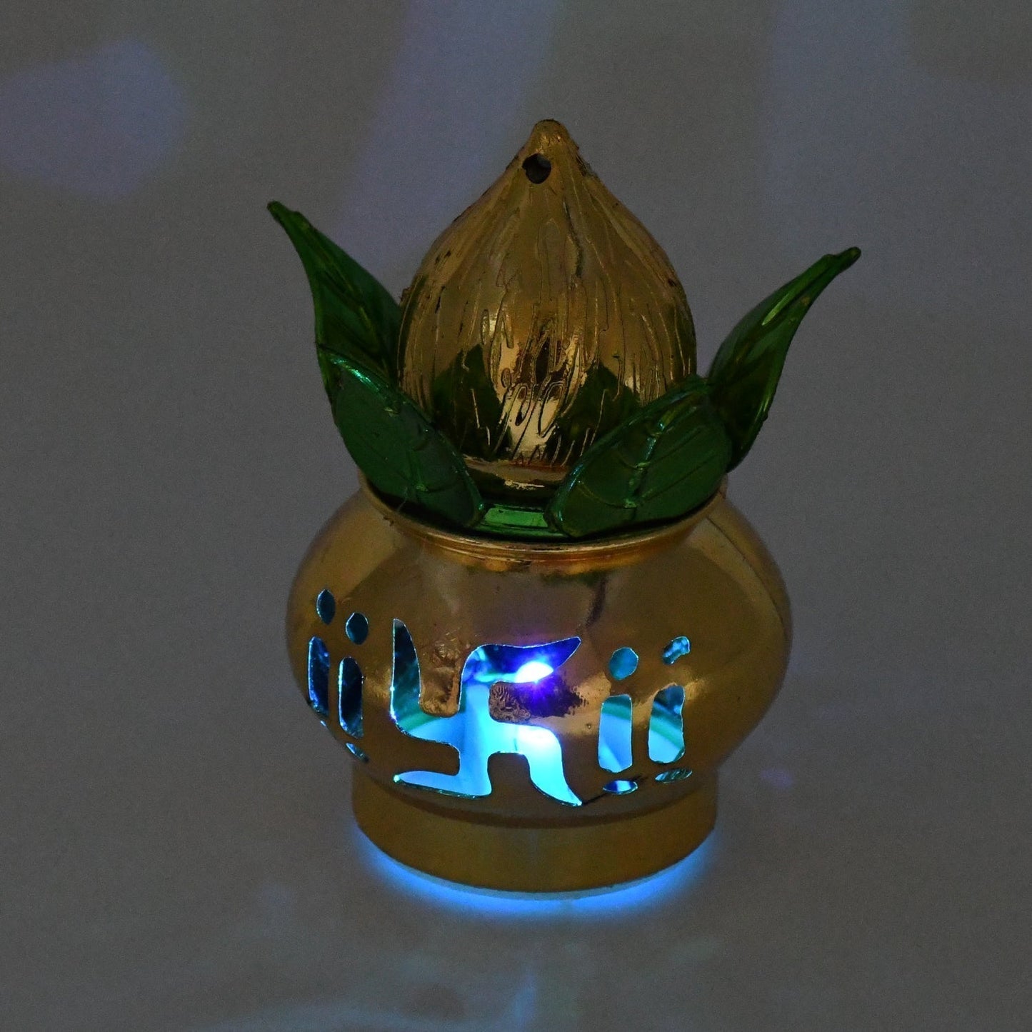 Gold Plated Eco Friendly LED Kalash for Pooja Mandir (1 pc / Multicolor LED)