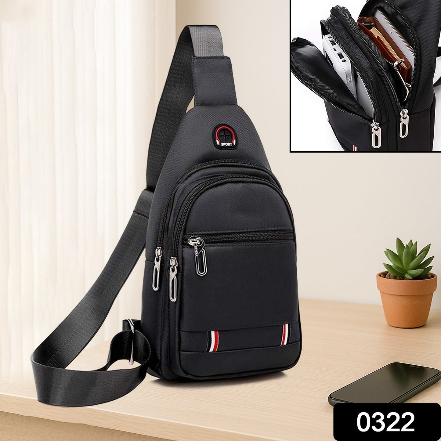 Multipurpose Crossbody Chest Bag for with USB Charging Port