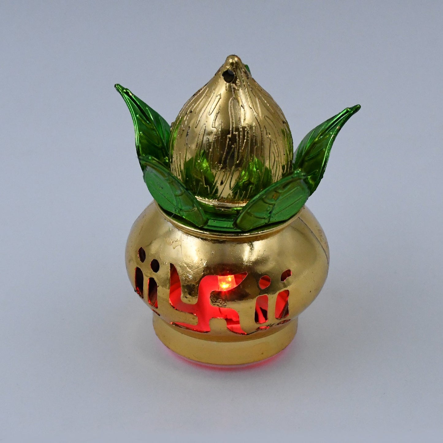 Gold Plated Eco Friendly LED Kalash for Pooja Mandir (1 pc / Multicolor LED)
