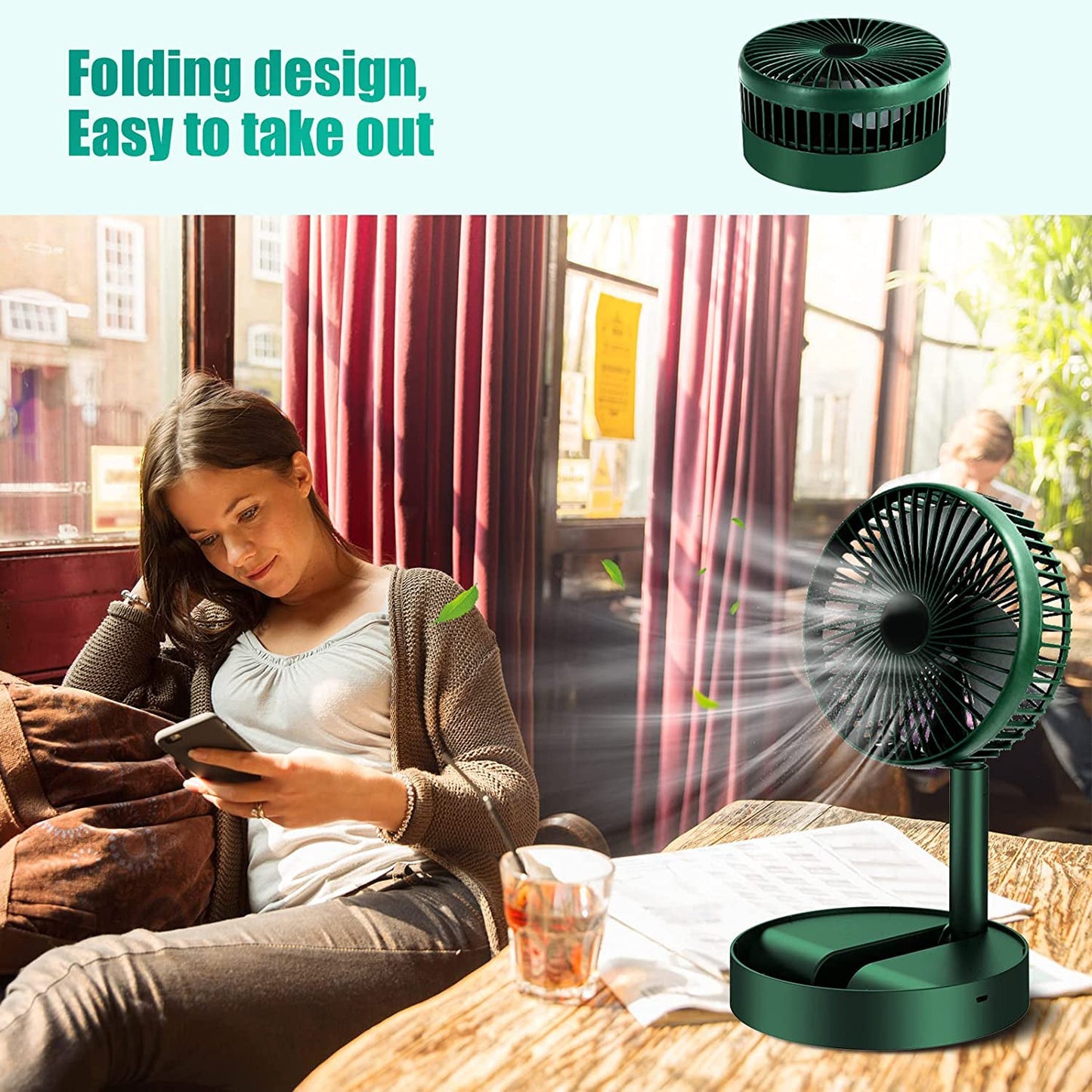 Adjustable Portable Desktop Fan - Telescopic Silent Personal Cooling for Office & Travel (Battery Not Include)