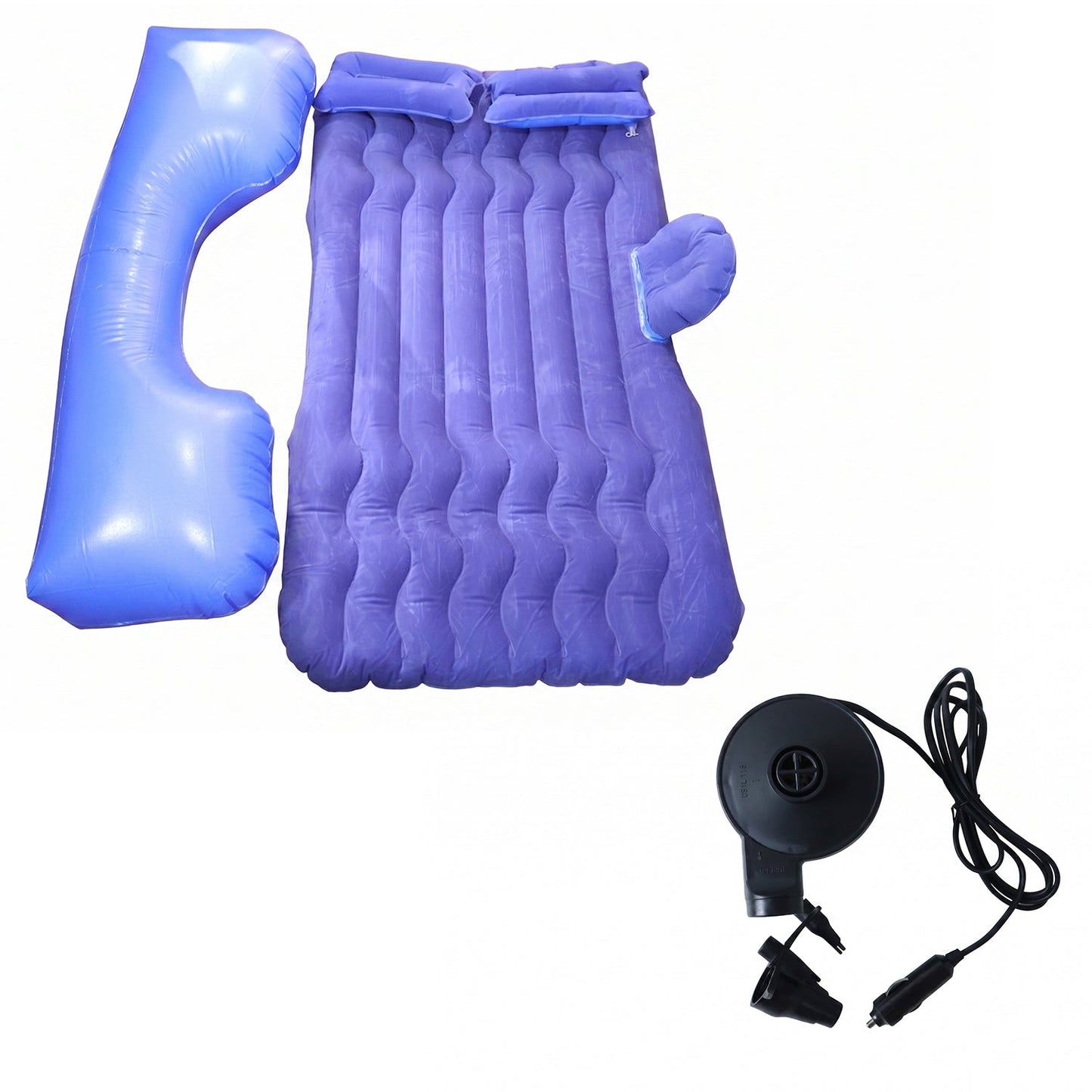 Portable Car Air Mattress Bed Set with Pump & Pillows Inflatable (Dark Blue)