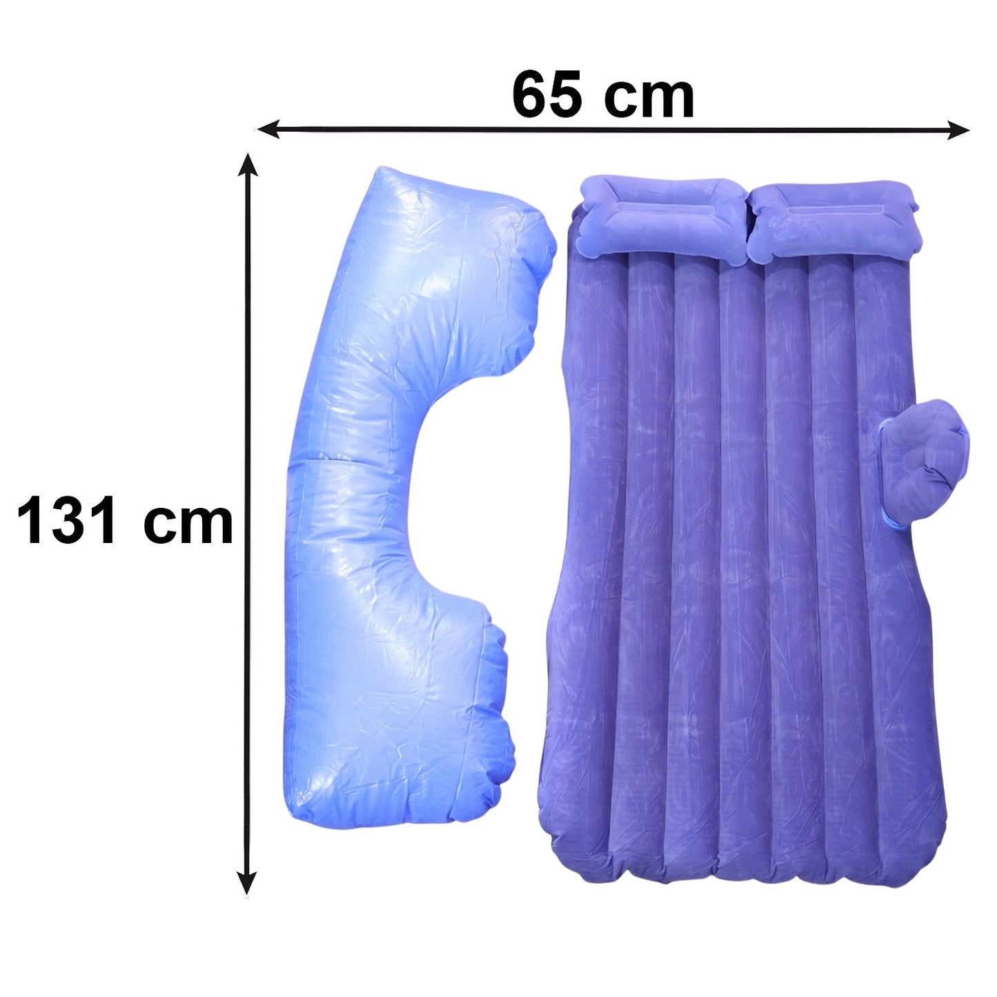 Portable Car Air Mattress Bed Set with Pump & Pillows Inflatable (Blue)