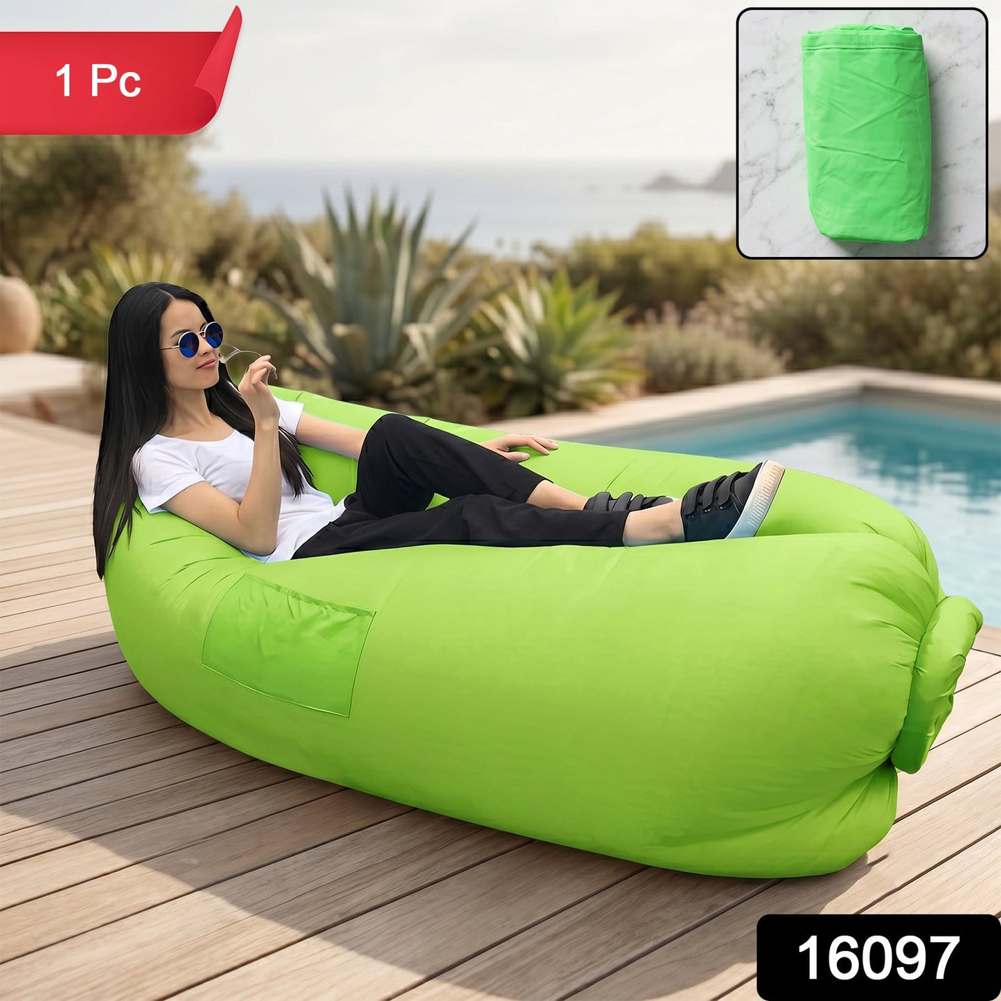 Inflatable Air Lounger Sofa for Outdoor Relaxing & Travel (1 Pc)