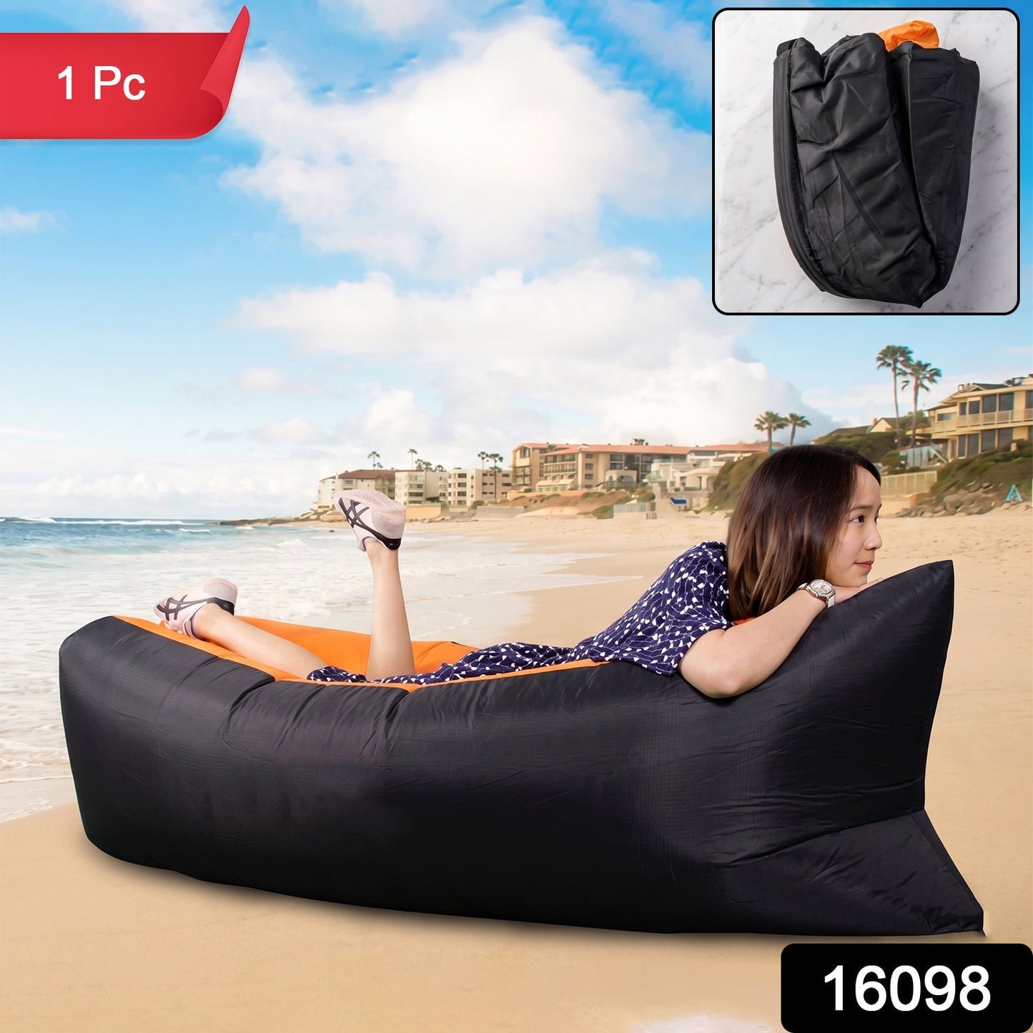 Inflatable Air Lounger Sofa for Pool, Beach & Camping (1 Pc)