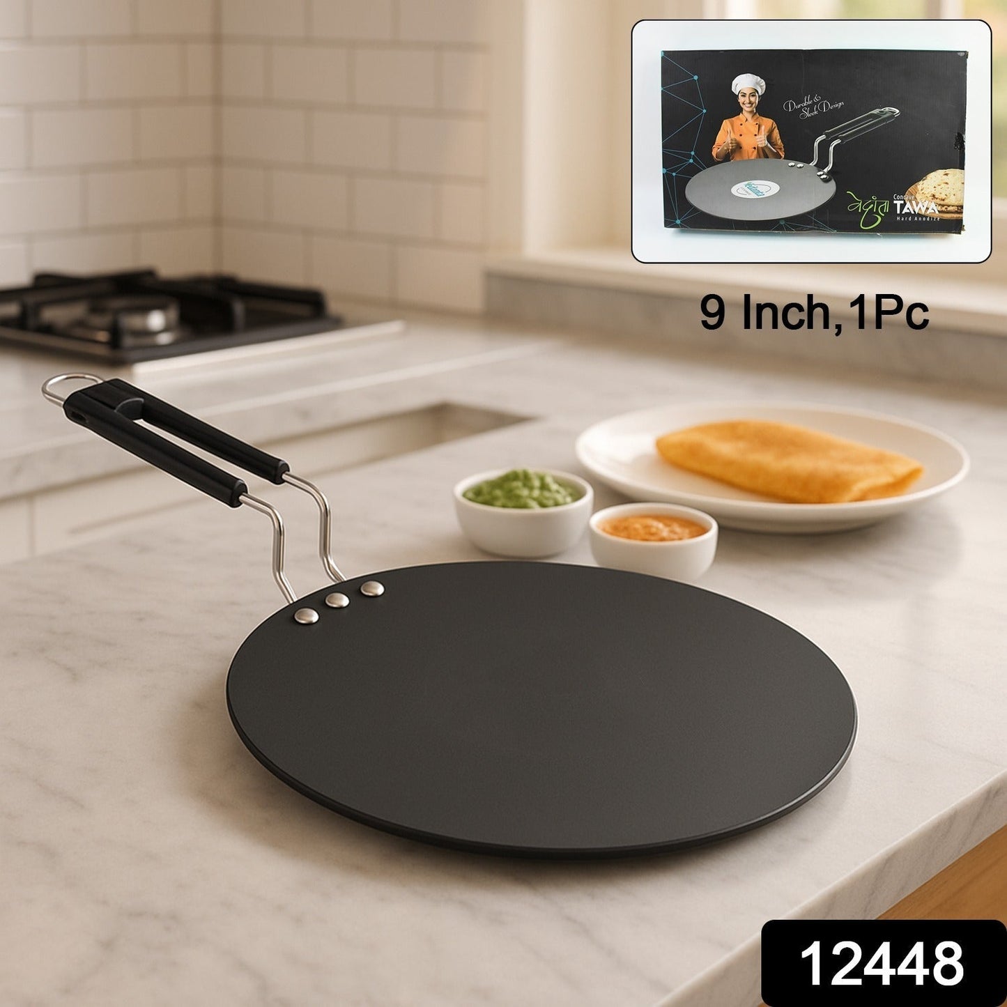 Compact Non-Stick Flat Roti Tawa (9 inch / 1 Pc)