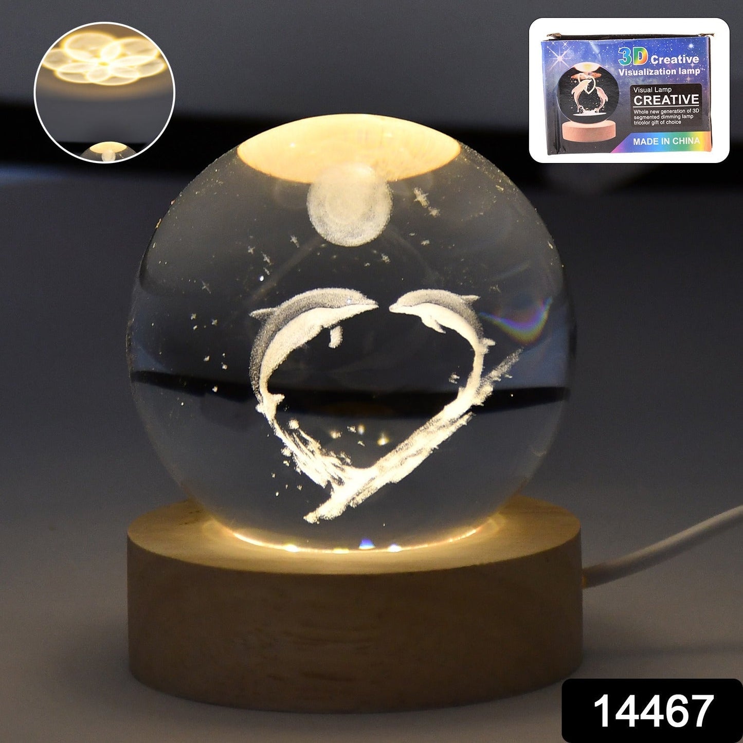 Fish 3D Crystal Ball lamps With Base (1 Pc)