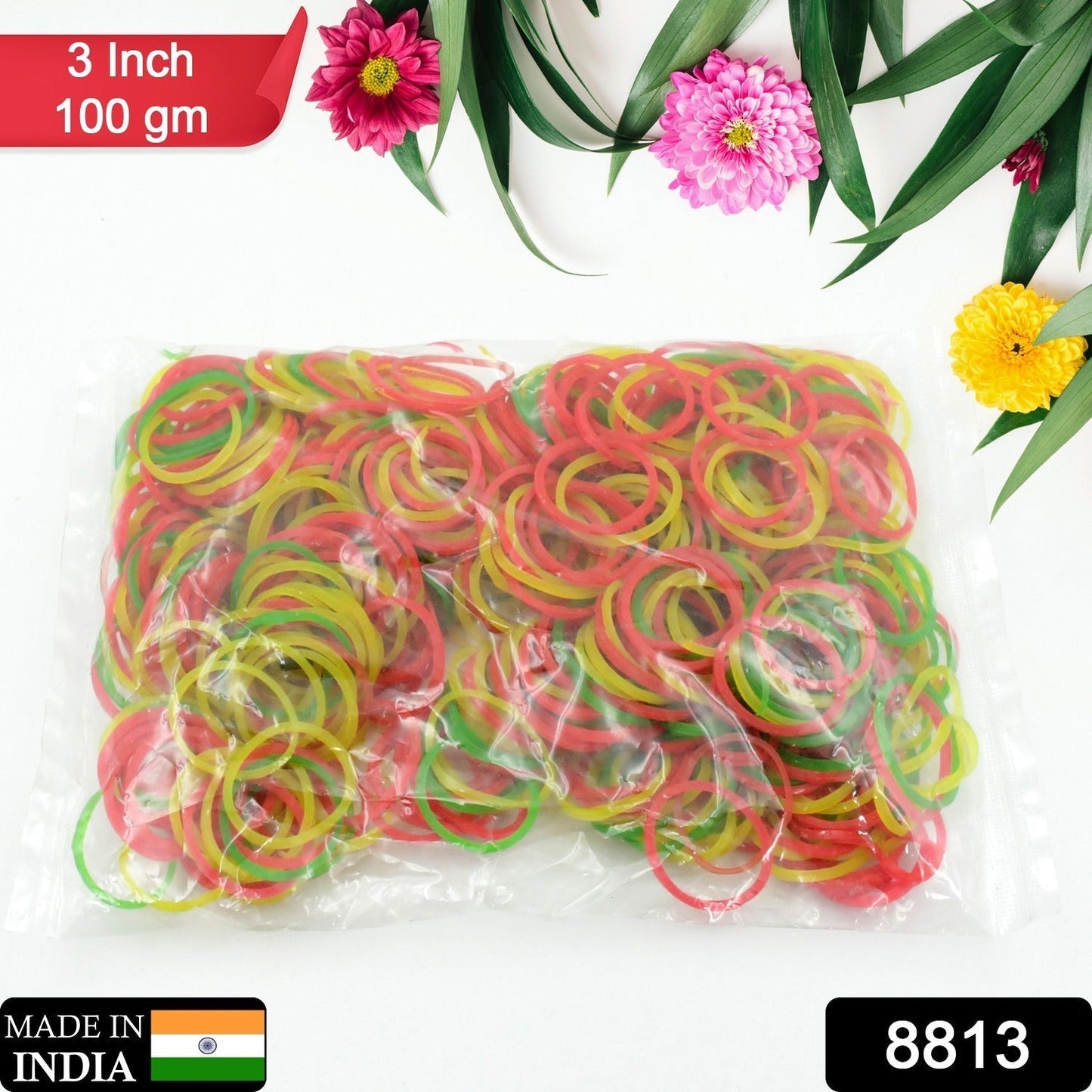 Strong & Reusable Rubber Bands: Multicolor for Office, Home & School, Hair accessories