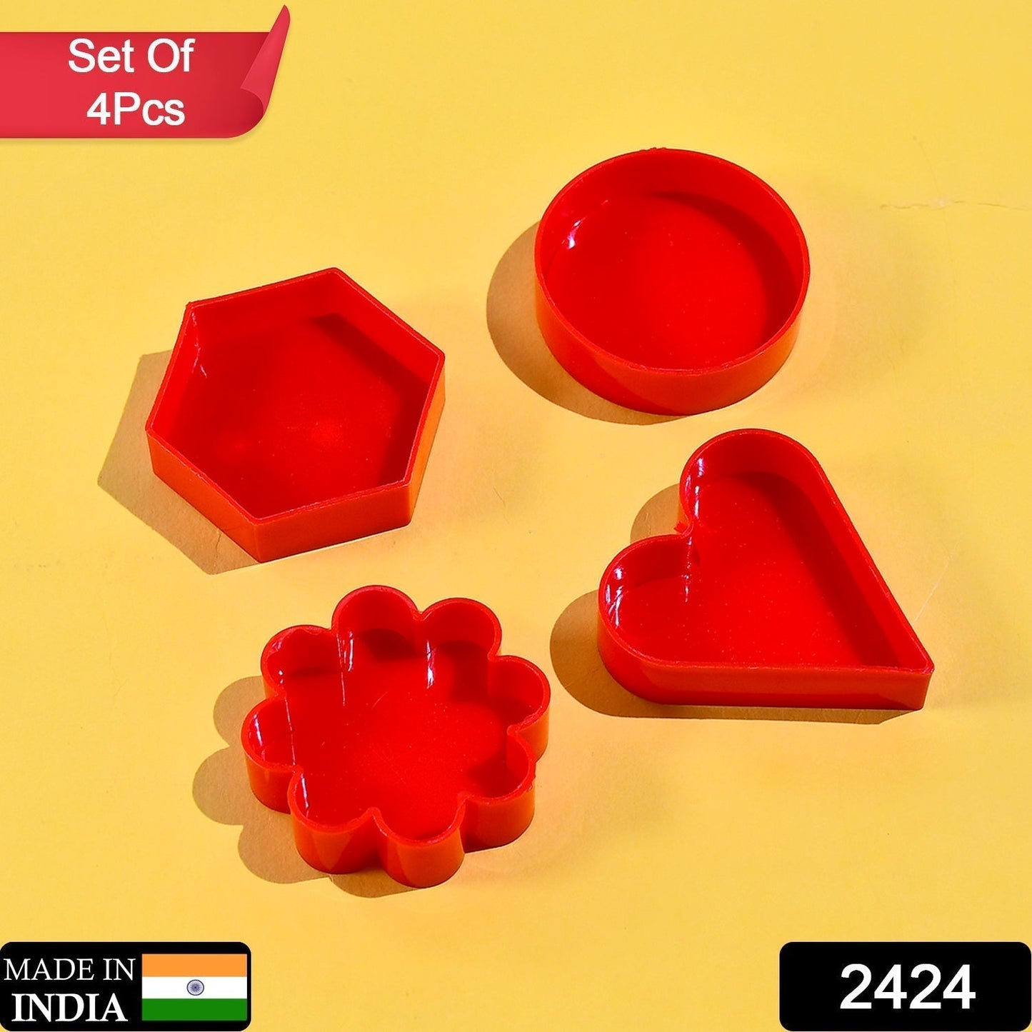 Cookie Cutter with Shape Heart Round Star and Flower (4 Pack)