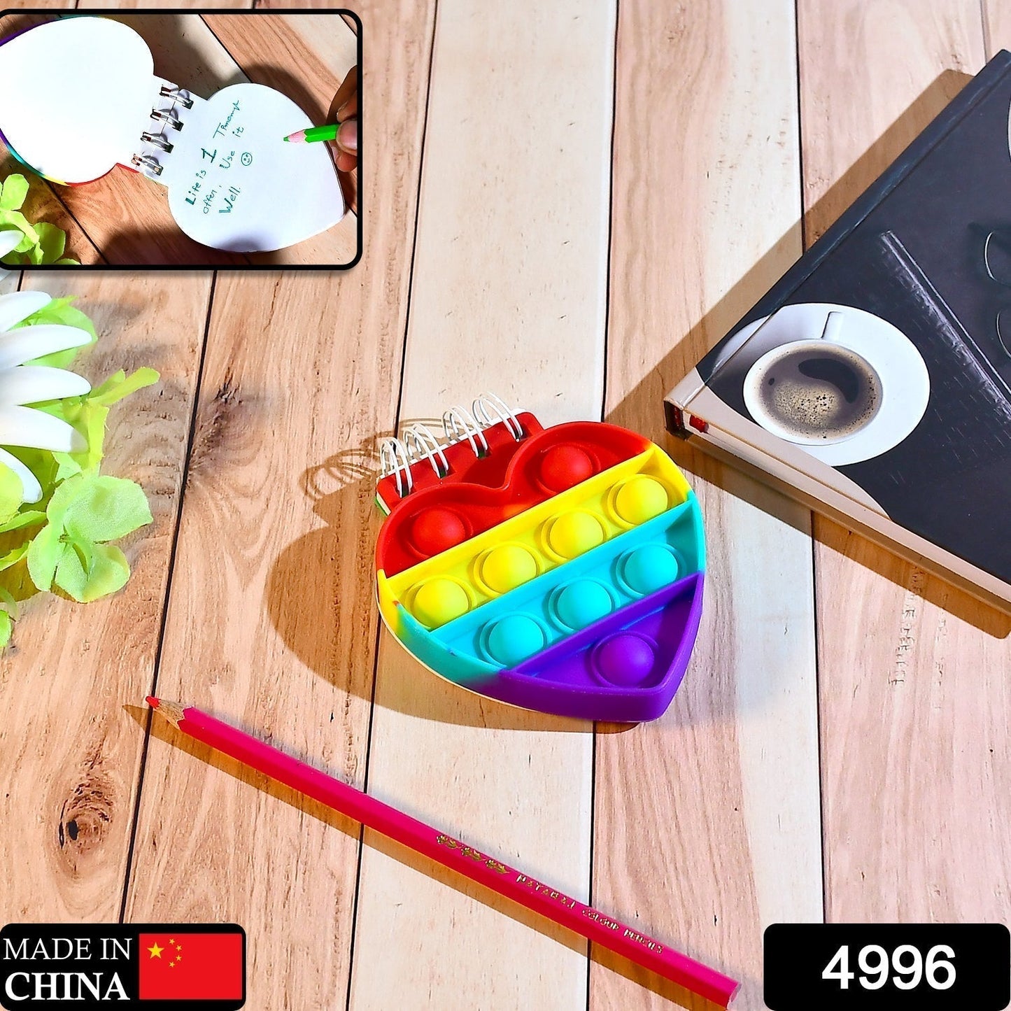 Heart pattern it Fidget Spiral Notebook Bubble Push Fidget Silicon Toy Book Stress Relief Anxiety School Stationery Notebook