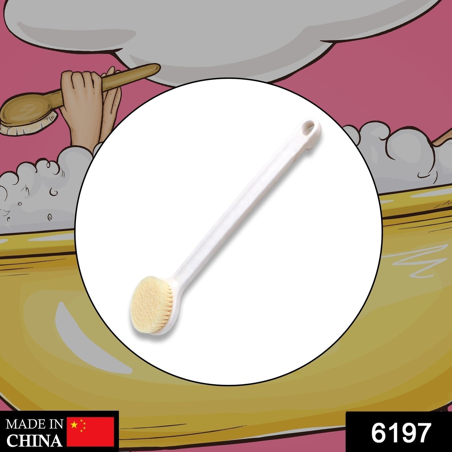Body Brush Long Handle Dry Brush Soft Bristle Bath Brush Back Scrub Exfoliating Massage.