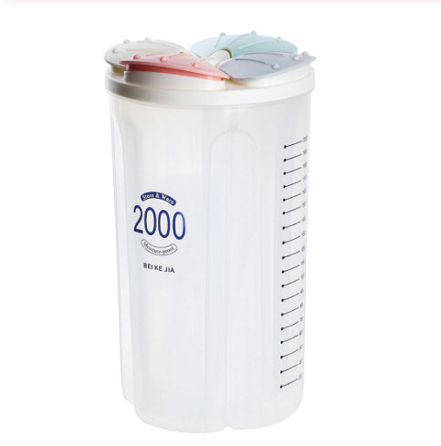 Kitchen Storage - Transparent Sealed Cans / Jars / Storage Box 4 Section