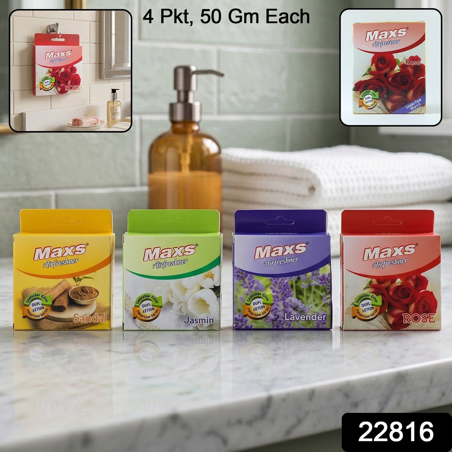 Maxs Air Freshener Fragrance Blocks Pack 4 (50 Gm Each)