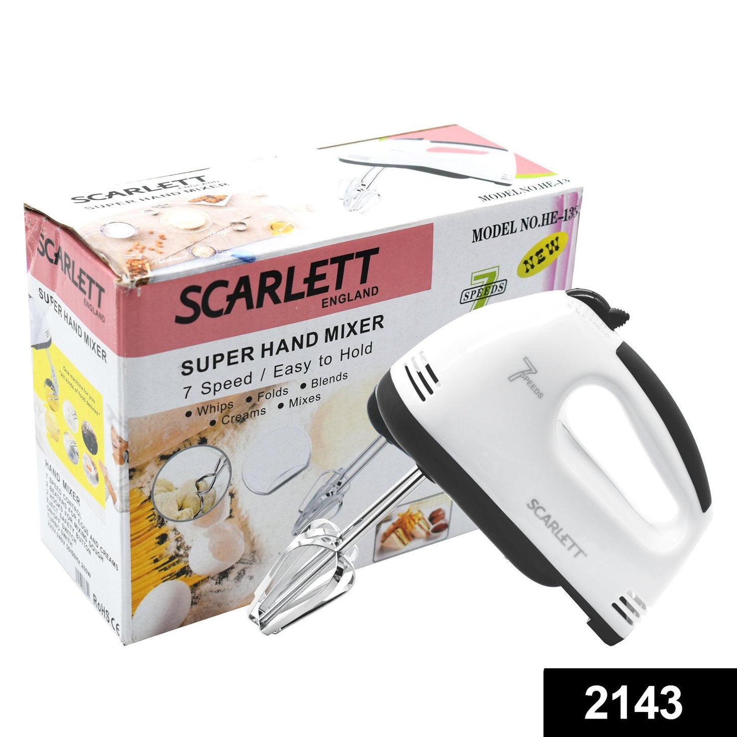 Compact Hand Electric Mixer / Blender for Whipping / Mixing with Attachments