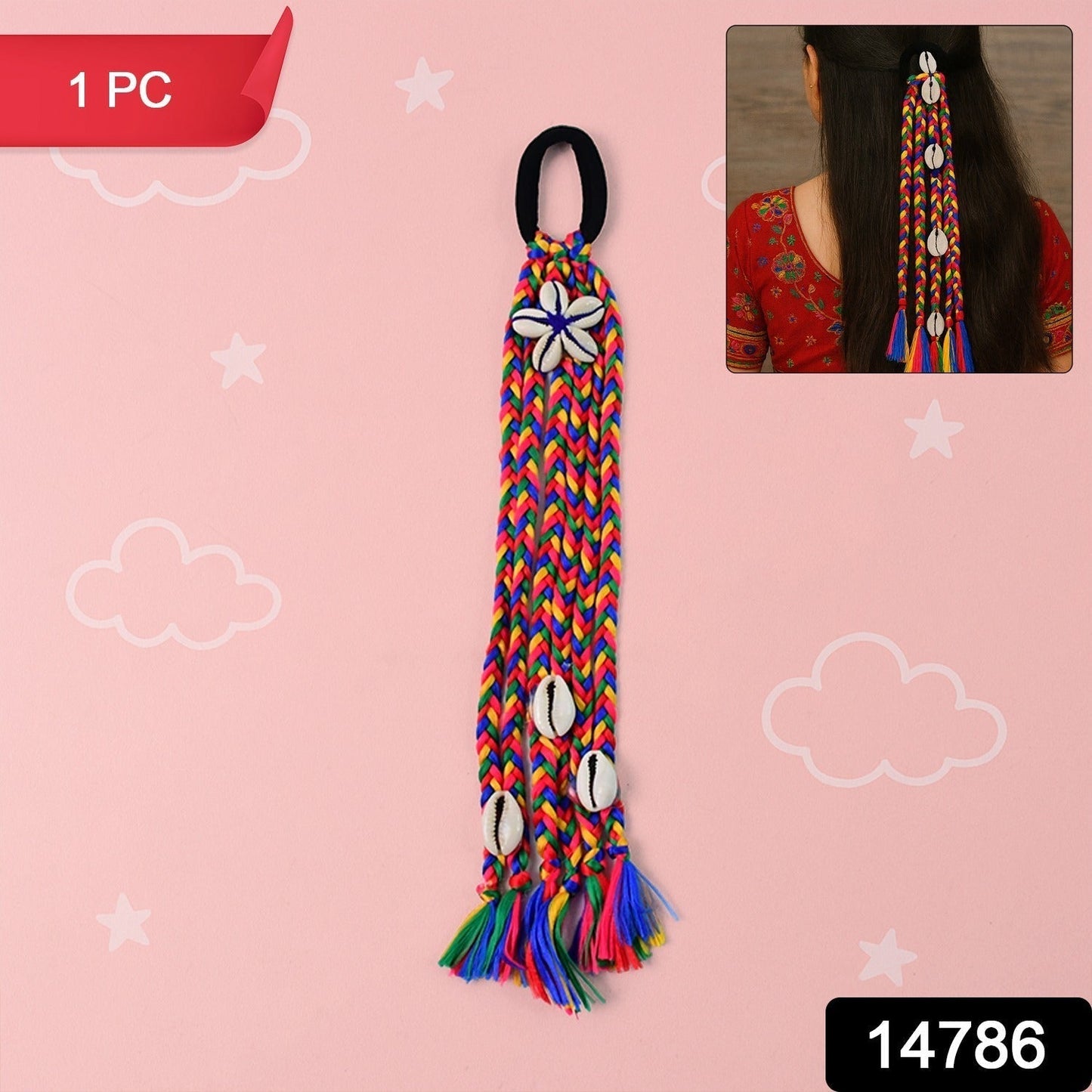 Traditional Multicolor Braided Hair Accessory Stylish Kodi String Bow (1 Pc)