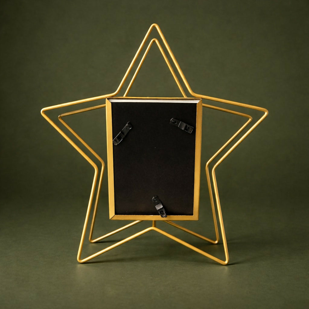 Star Shape Metal Photo Frame Table Decor Stand Display Frame