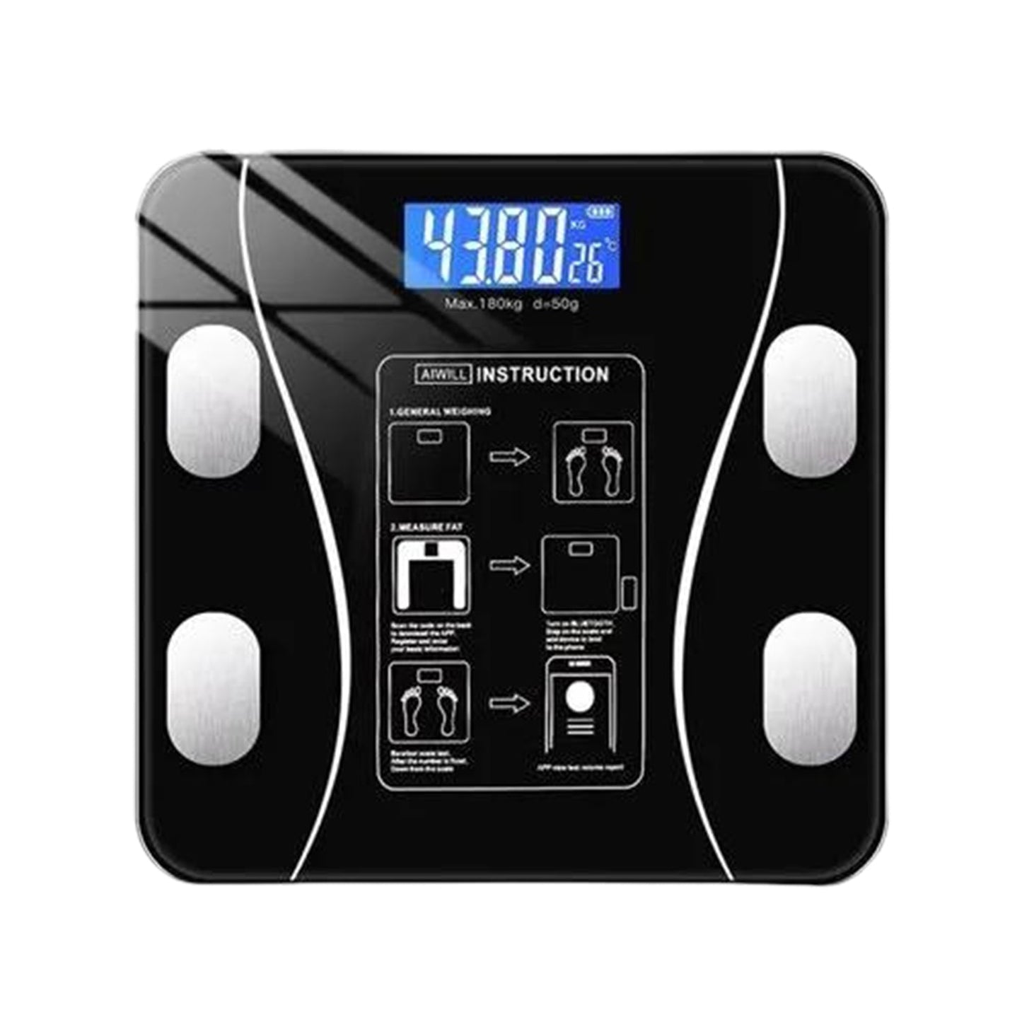 Bluetooth Body Fat Scale Digital Smart Body Weight Scale iOS and Android App to Manage Body Weight, Body Fat, Water, Muscle Mass, BMI, BMR, Bone Mass and Visceral Fat with BMI Scale