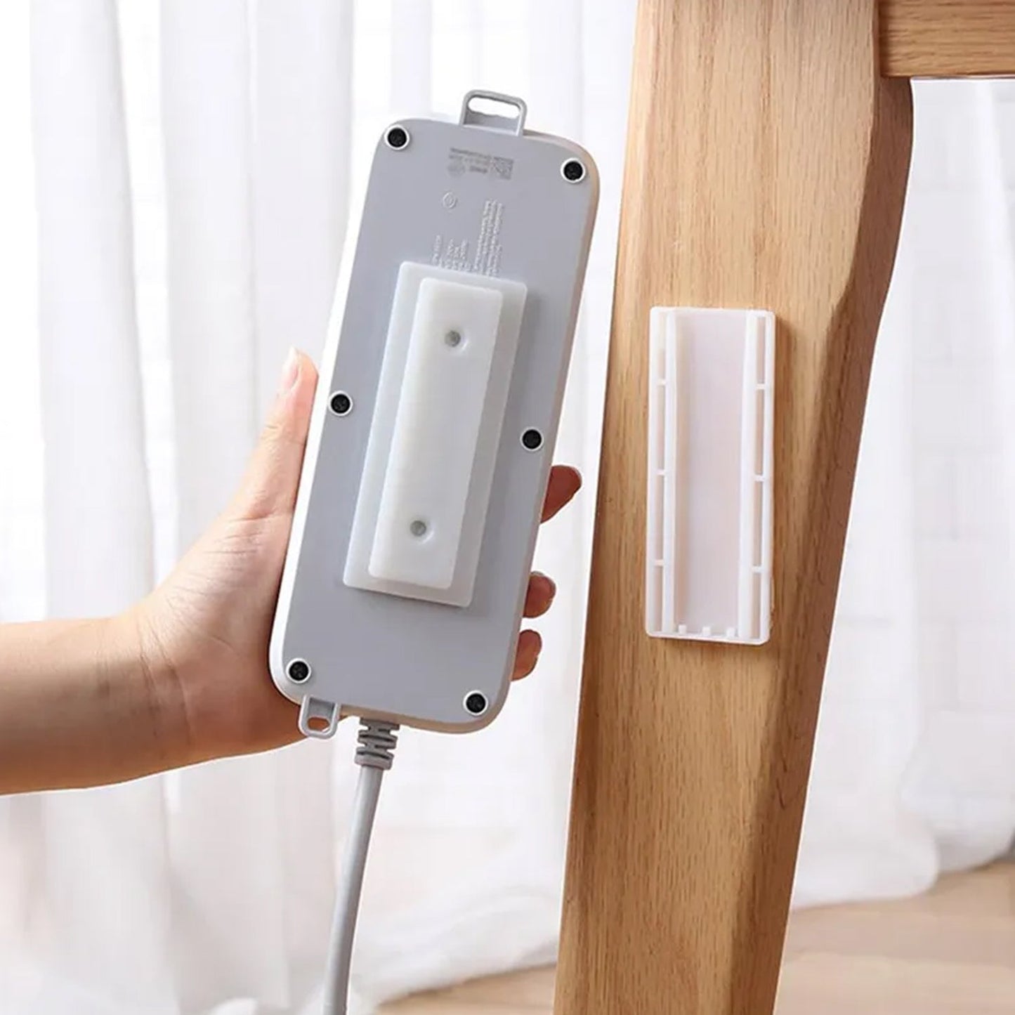 Self Adhesive No Hole Wall Mount, Reusable, Non Residue Plug Organizer For Home Office & Multiuse Device