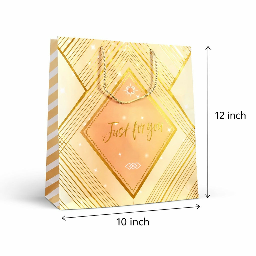 Premium Golden Design Gift Paper Bag with Handle 1 Piece