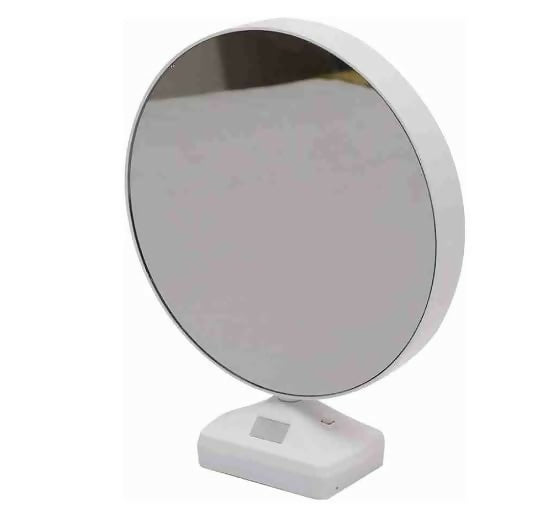 Customized Round LED mirror Photo Frame Lamp with White Base – Personalized Night Light for Couples with Glowing Effect – Romantic Tabletop Décor Gift for Anniversaries, Weddings, Valentine's Day & Special Occasions