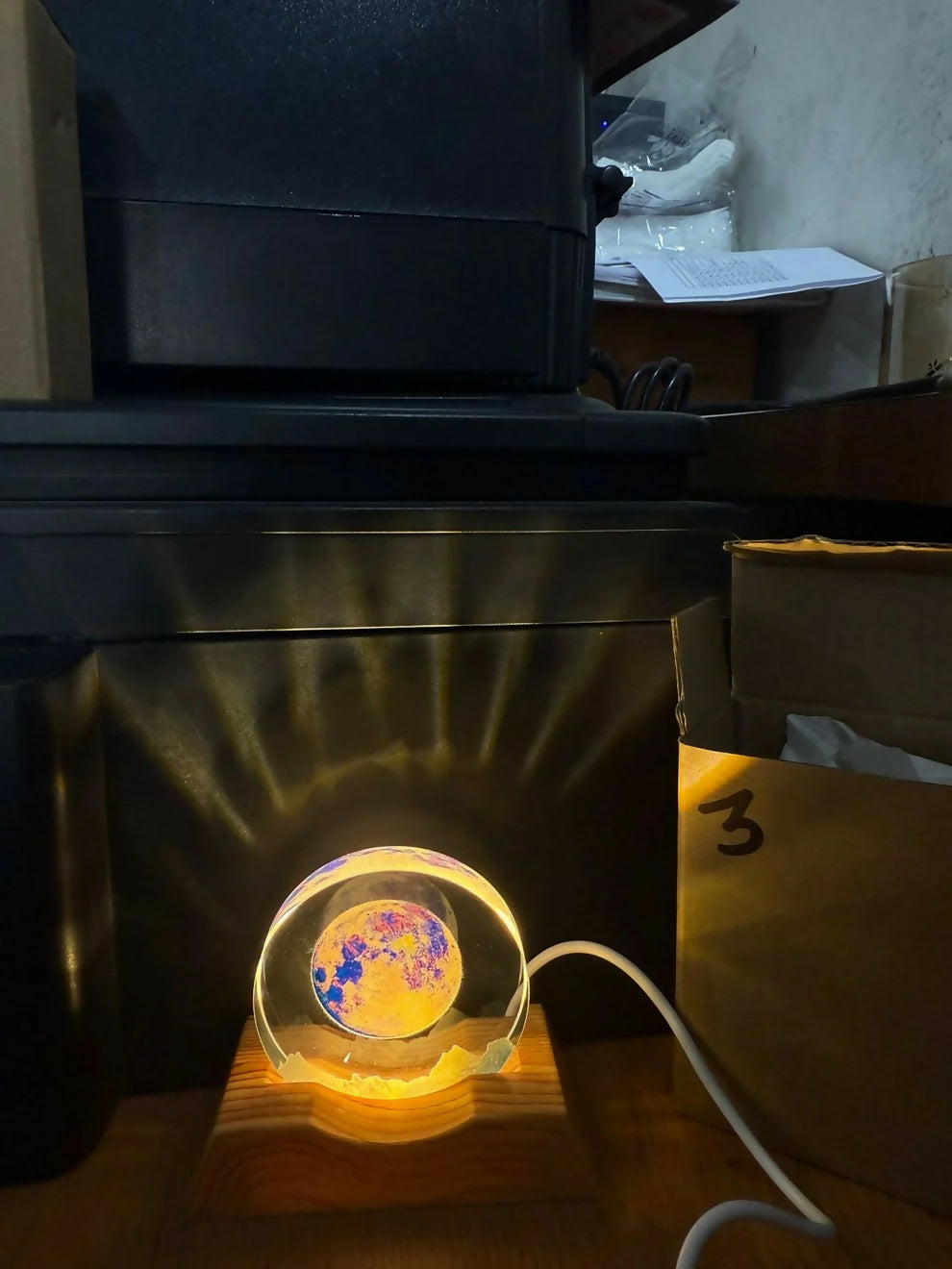 LED Acrylic Lamp with Wooden Base Night Light
