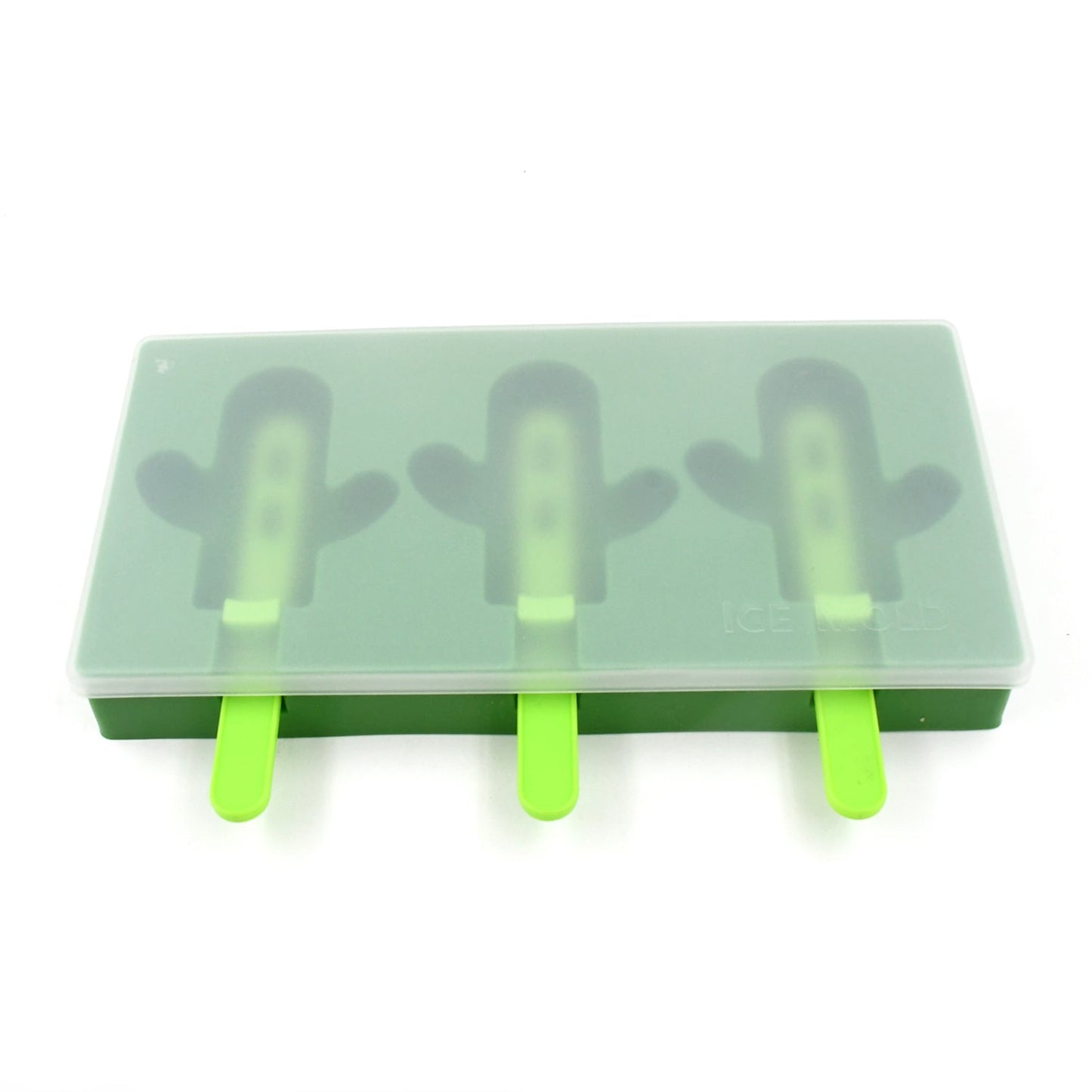 Ice Cream Mould sicle Mold, Cactus Shape Ice Molds Homemade sicle for DIY Ice sicle, 3-Cavity Summer Food Kitchen Tools (1 Pc)