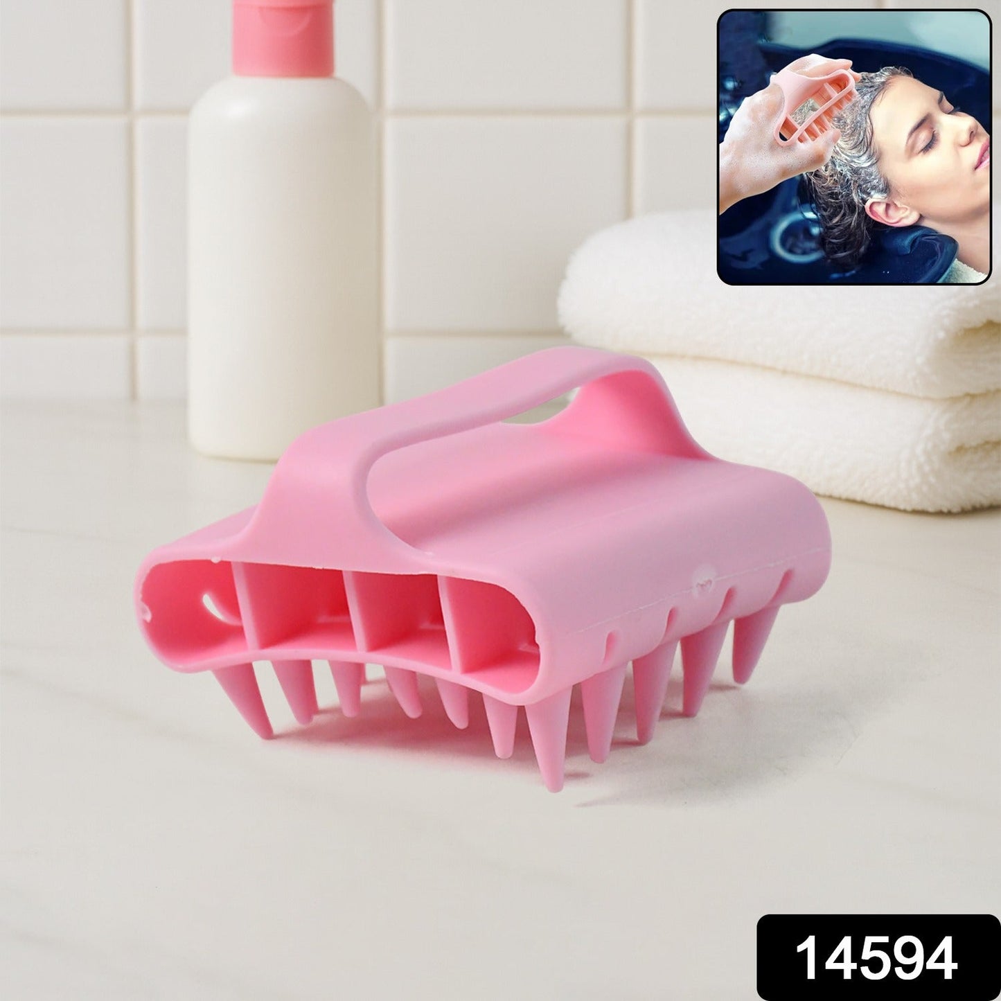 Scalp Massager Shampoo Brush Soft Silicone Hair Washing Comb with Handle