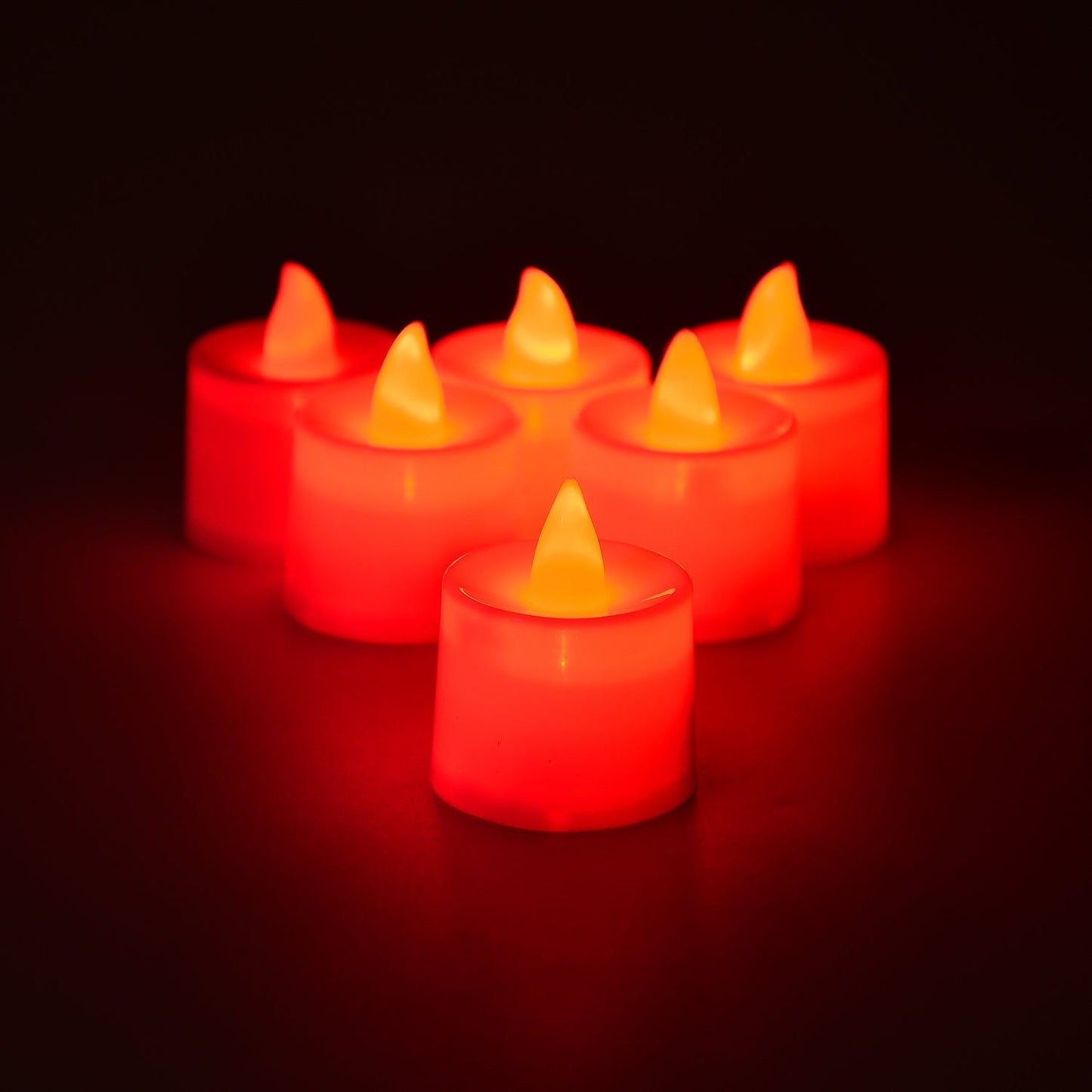 Red LED Tealights – Smokeless Flameless Candles for Home Décor (24 Pcs)