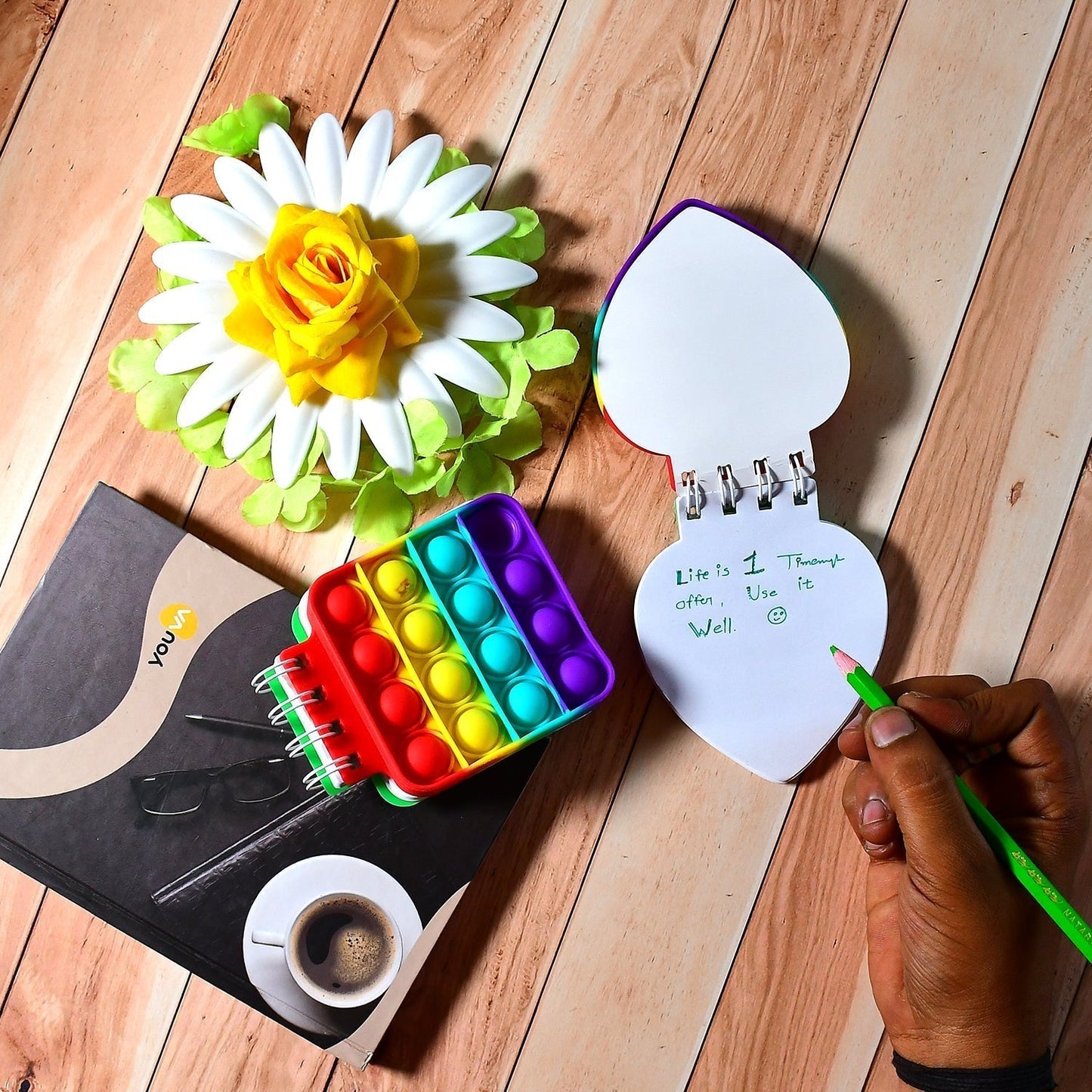 Heart pattern it Fidget Spiral Notebook Bubble Push Fidget Silicon Toy Book Stress Relief Anxiety School Stationery Notebook