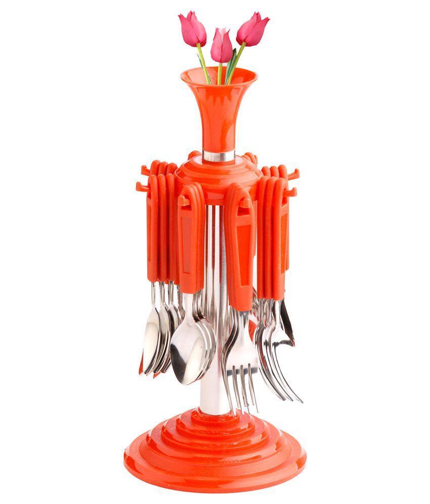 New Stylish 24 Pcs Plastic, Stainless Steel Cutlery Set (Pack of 24)