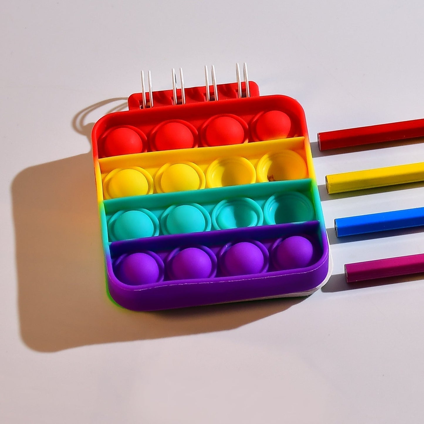 Square it Fidget Spiral Notebook Bubble Push Fidget Silicon Toy Book Stress Relief Anxiety School Stationery Notebook.