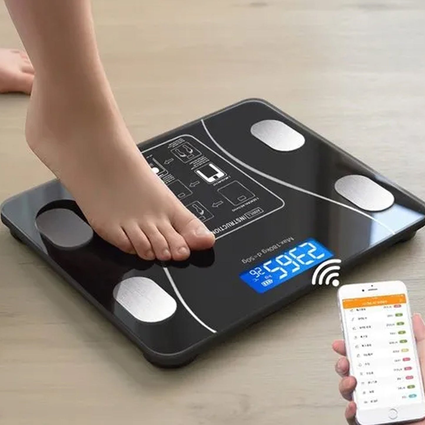 Bluetooth Body Fat Scale Digital Smart Body Weight Scale iOS and Android App to Manage Body Weight, Body Fat, Water, Muscle Mass, BMI, BMR, Bone Mass and Visceral Fat with BMI Scale