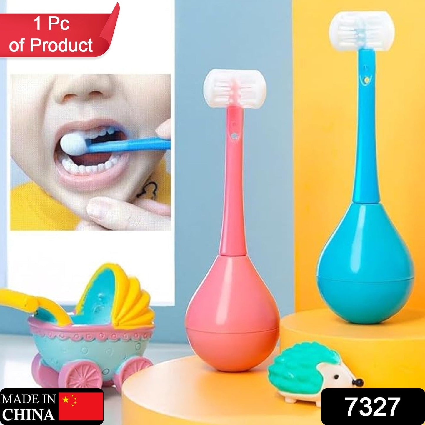 Soft Bristle 3-Sided Training Toothbrush – Inverted Silicone Head for Kids (Ages 2-12, 1 Pc)