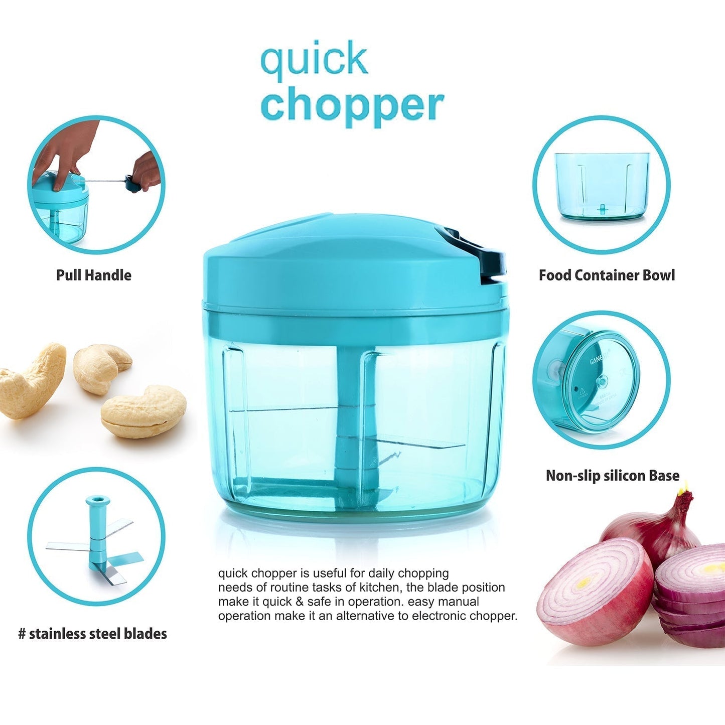 Ganesh Quick Vegetable Chopper (1 Unit Chopper)(725 Ml)