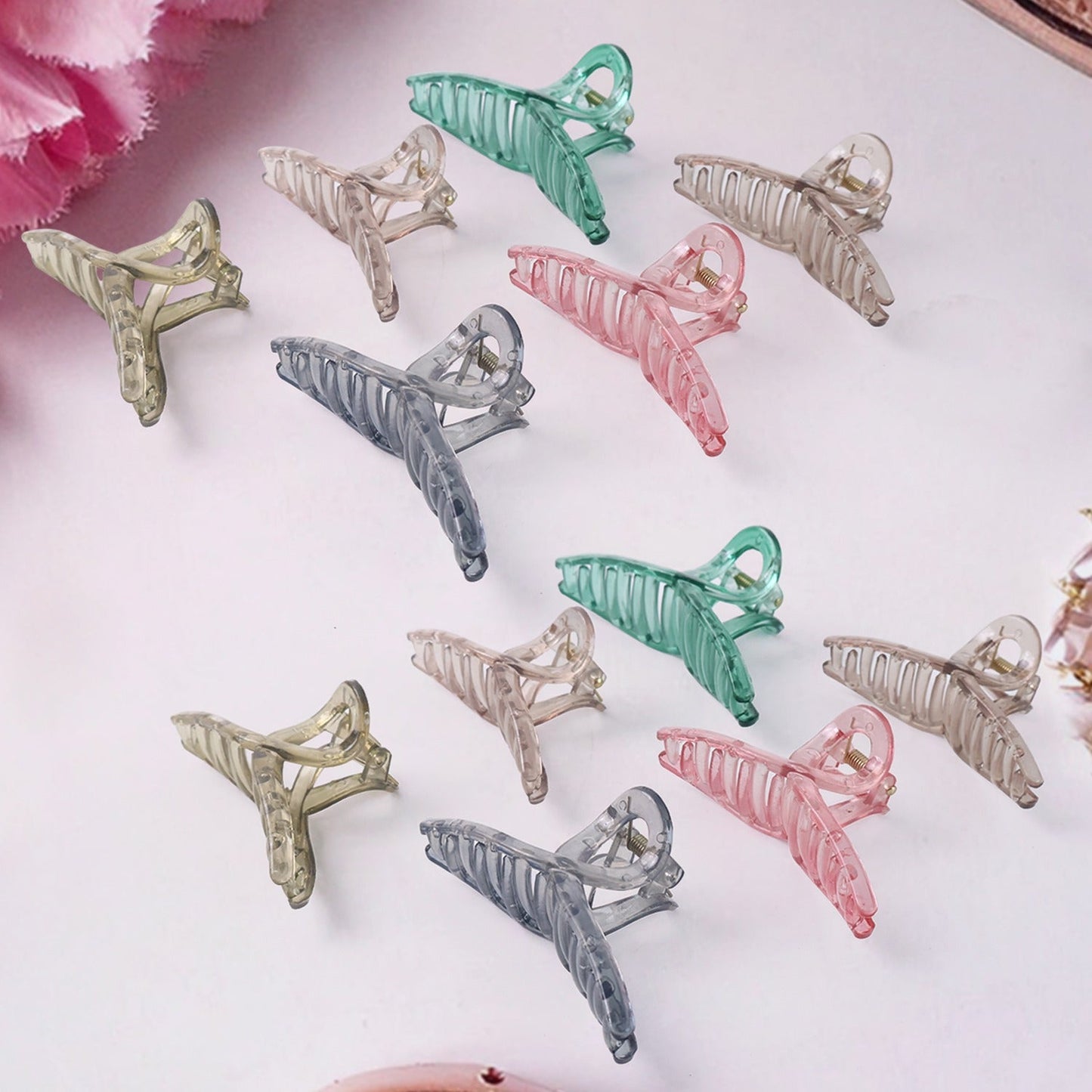 Hair Clutcher Clips (Mix Design, Multicolor / 12 Pc)
