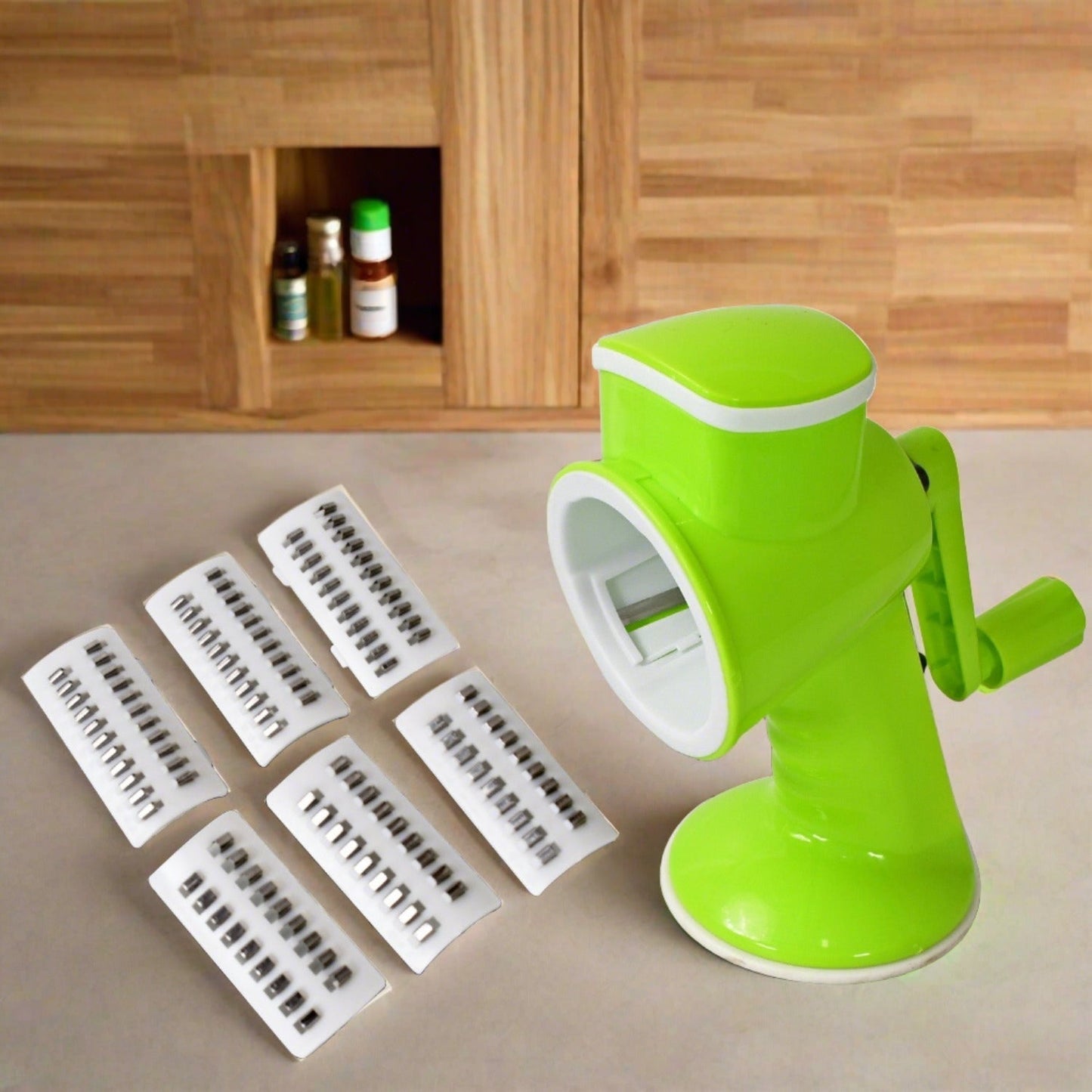 6 in 1 Multi functional Vegetable Cutter & Slicer Hand Machine Cutting, Slice, Cut Thick, Cut Silk All in one โVegetable Chopper Cutter & Slicing Cutter Barrel - Vegetable Grater with 6 Removable Blades
