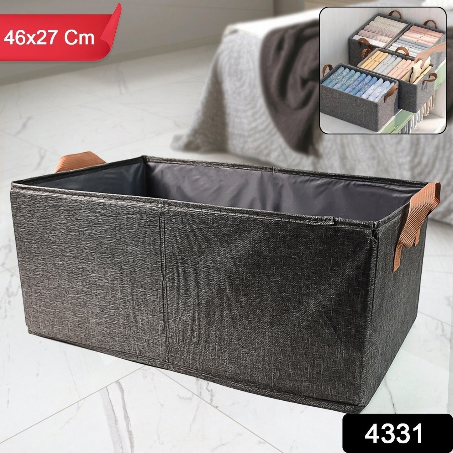 Foldable Cloth Storage Organizer Bag With Handles (46x27Cm\1Pc)