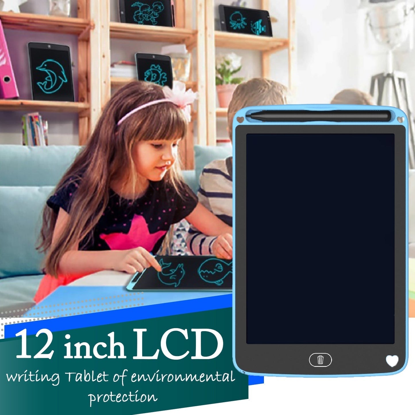 Portable LCD Writing Board Slate Digital Notepad with Pen for Kids 10 inch