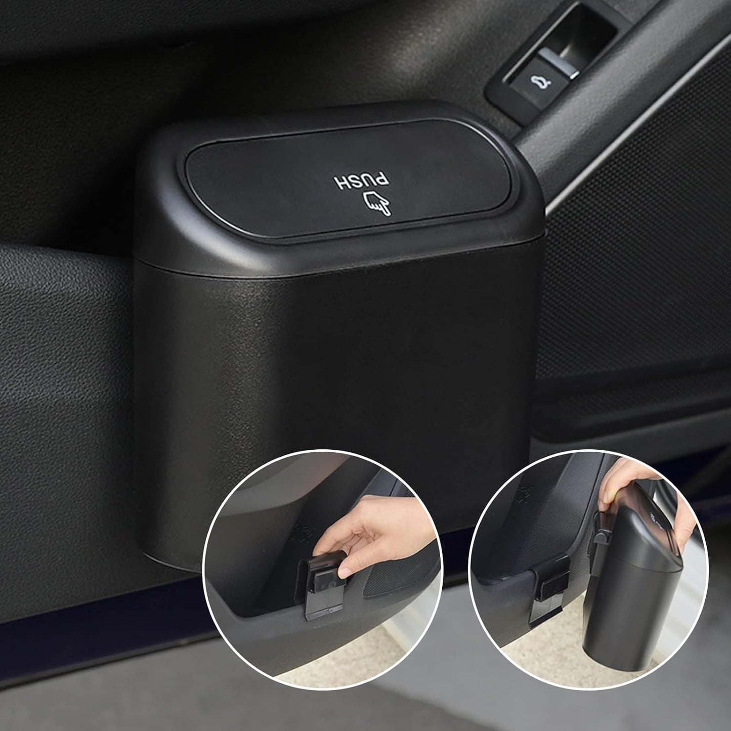 Plastic Mini Car Trash Can / Bin with Lid (1 Pc / With Brown Box)