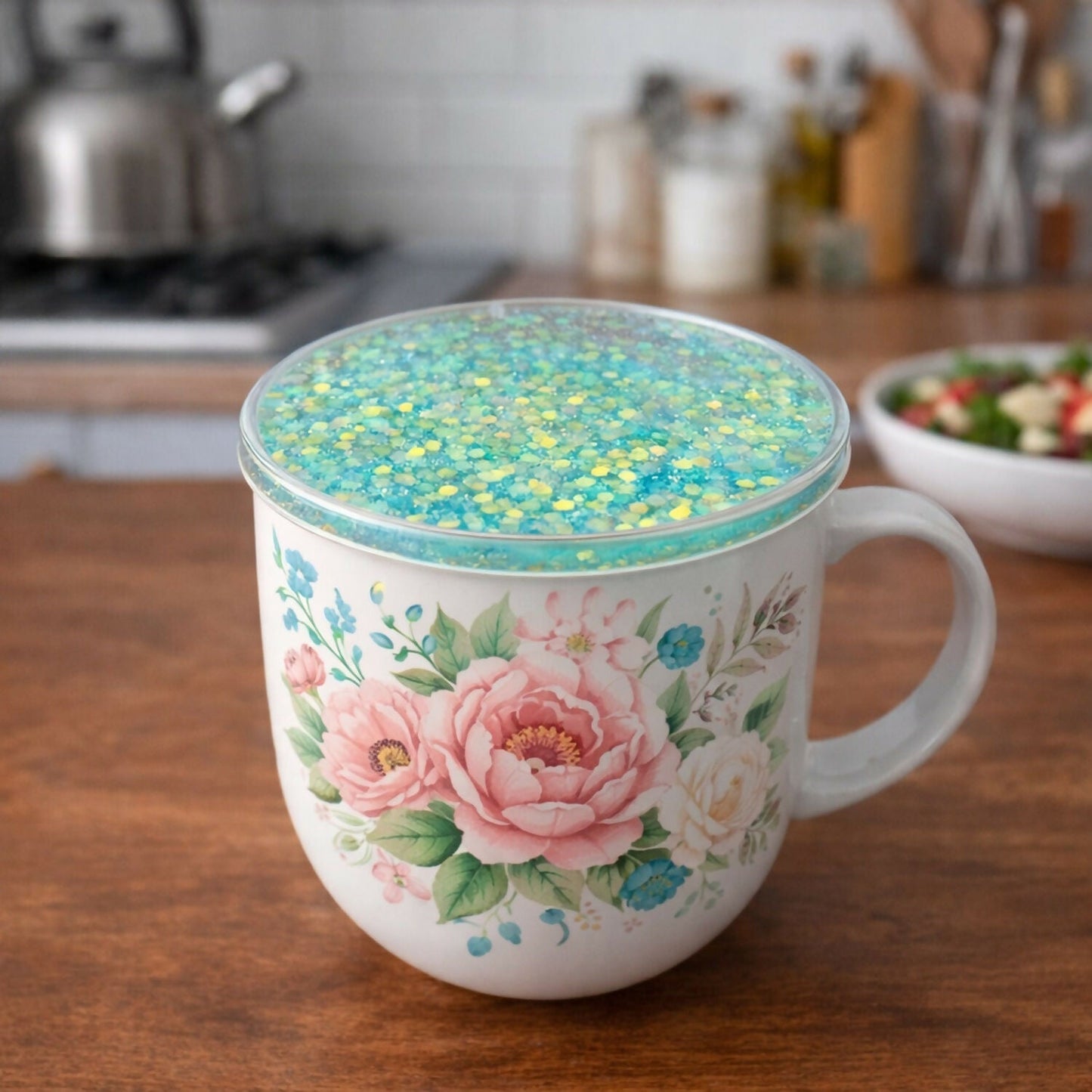 Glitter Resin Tea Coaster Round Sparkle Cup Coaster for Table Decor (MUG NOT INCLUDED)