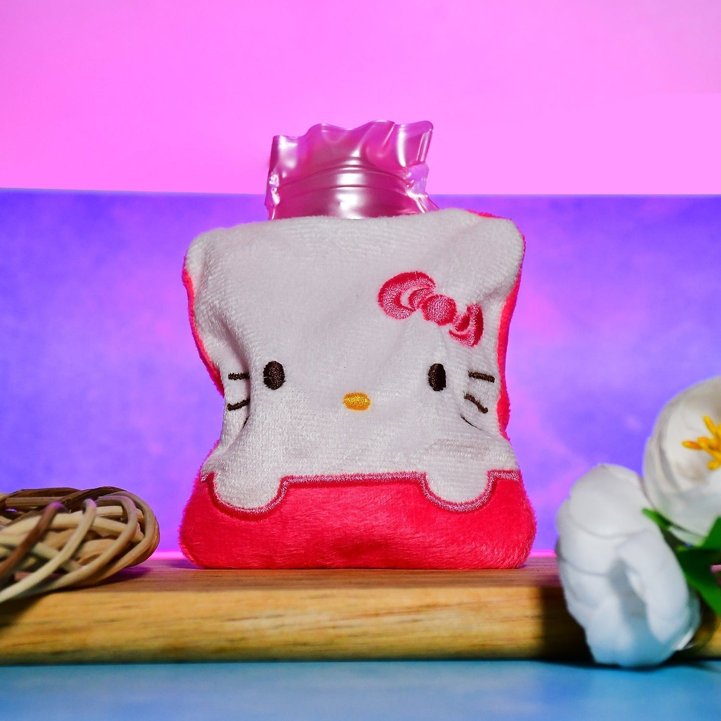 Pink Small Hot Water Bag with Cover for Pain Relief
