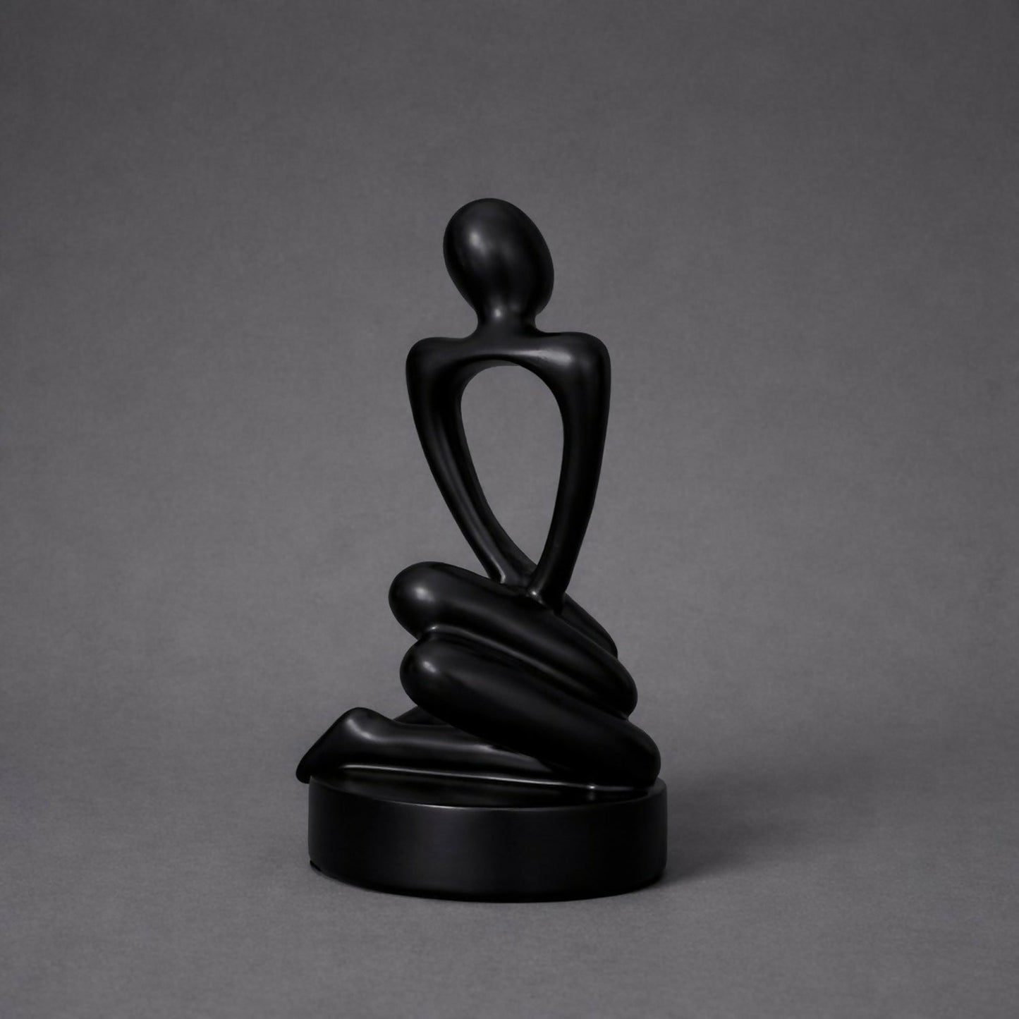 Abstract Sitting Man poly-resin Sculpture Modern Black Showpiece for Home Decor